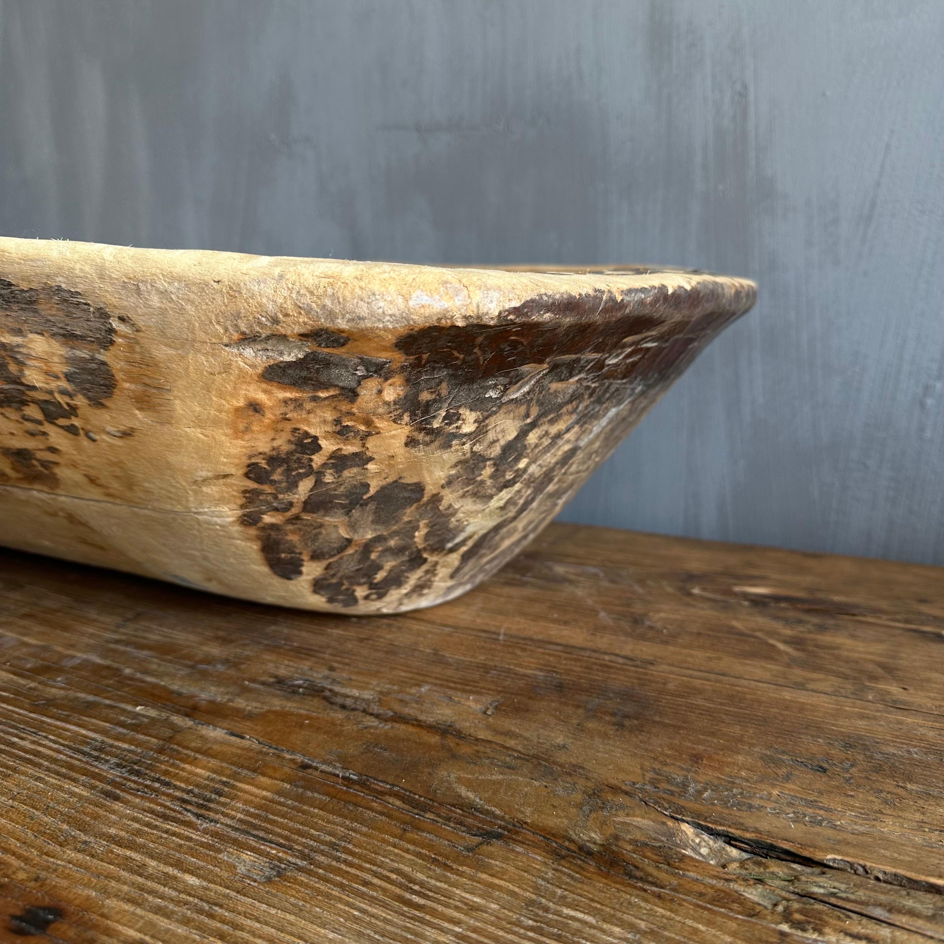 Vintage Wood Trough Decorative Bowl For Sale 8