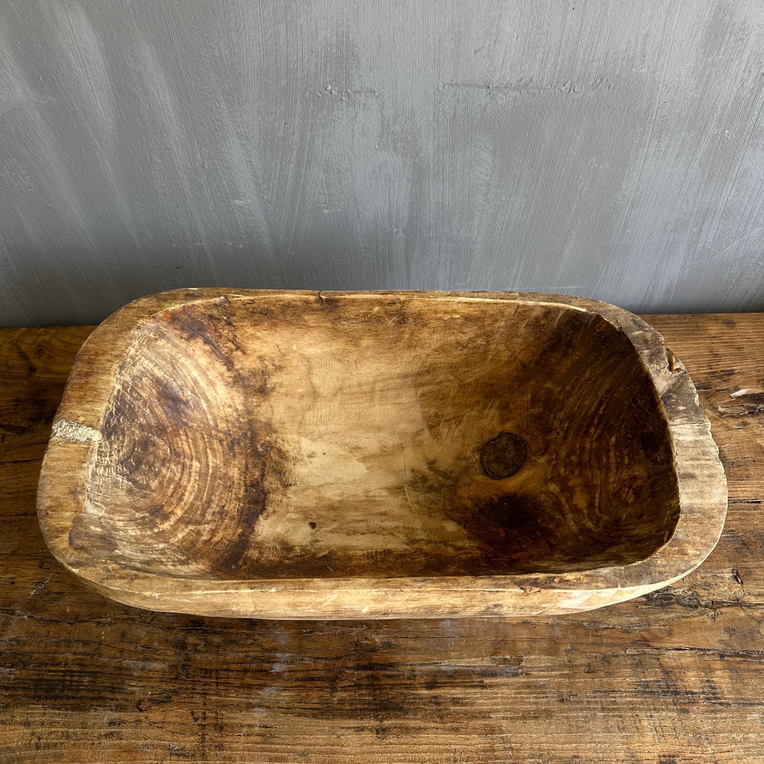 Vintage Wood Trough Decorative Bowl In Good Condition For Sale In Brea, CA