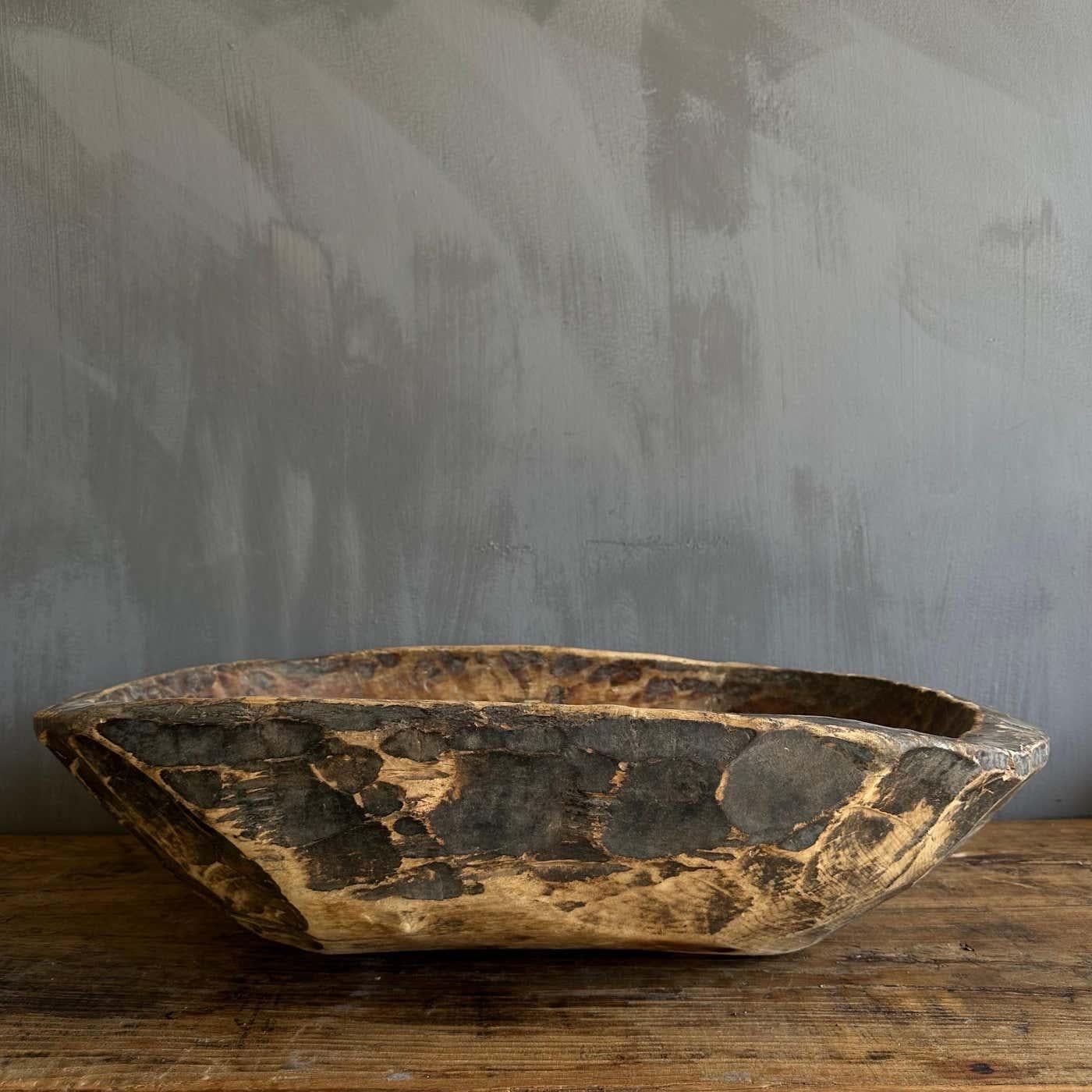 Vintage Wood Trough Decorative Bowl In Good Condition For Sale In Old Town Orange, CA