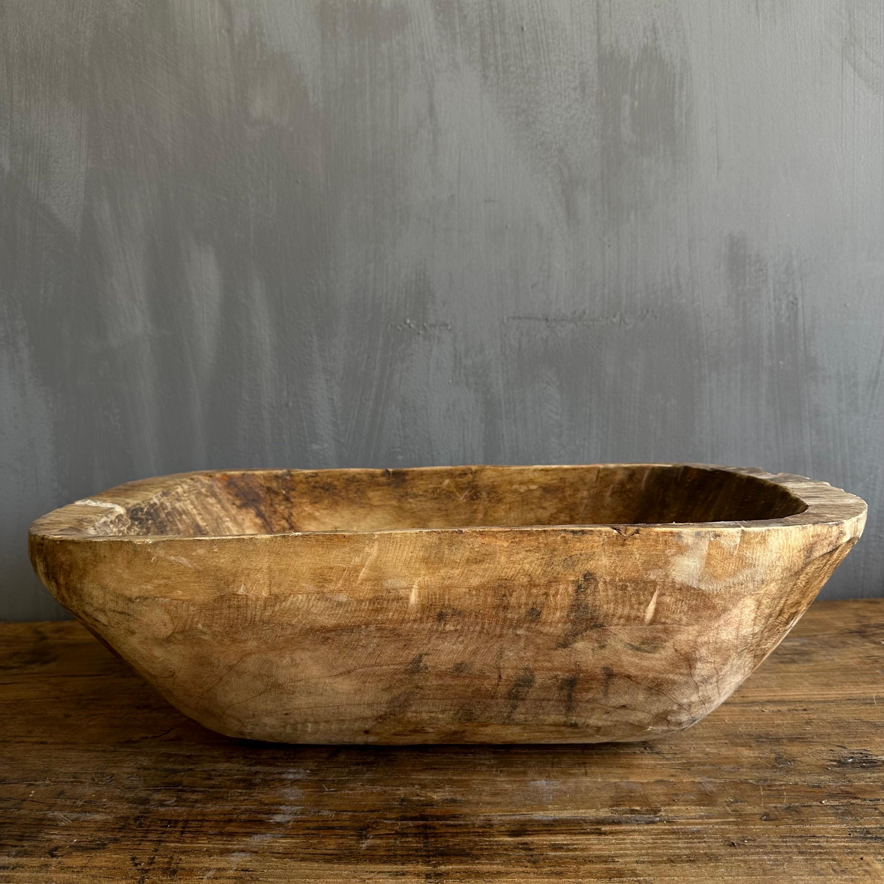 20th Century Vintage Wood Trough Decorative Bowl For Sale