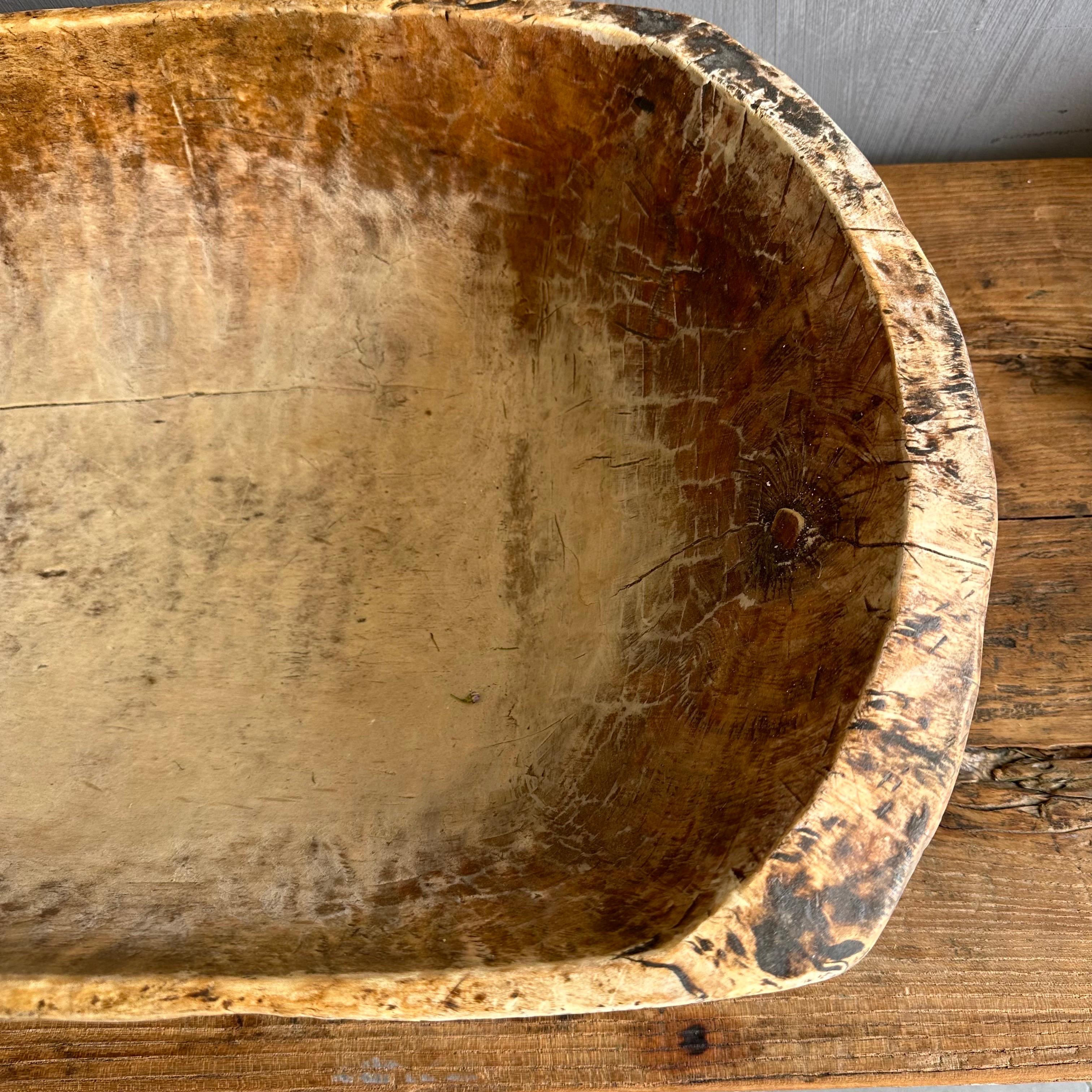 20th Century Vintage Wood Trough Decorative Bowl