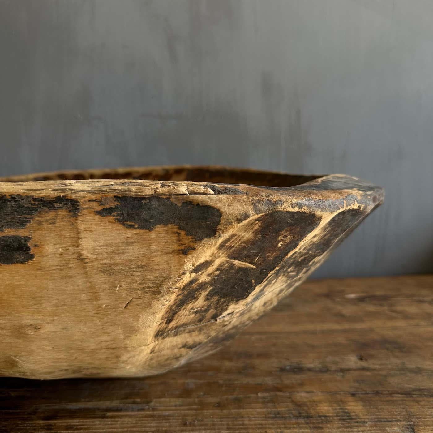 20th Century Vintage Wood Trough Decorative Bowl For Sale