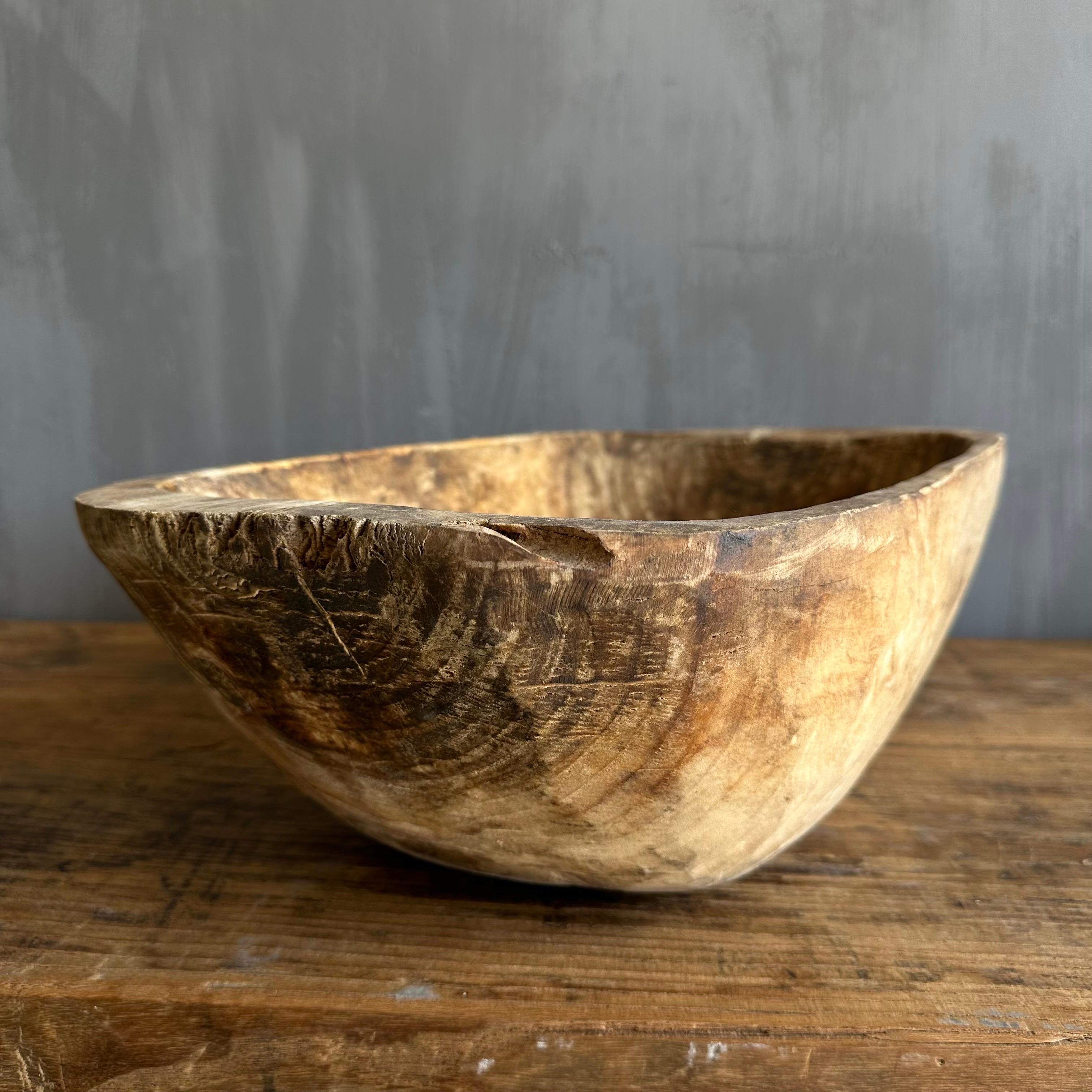 Vintage Wood Trough Decorative Bowl For Sale 1