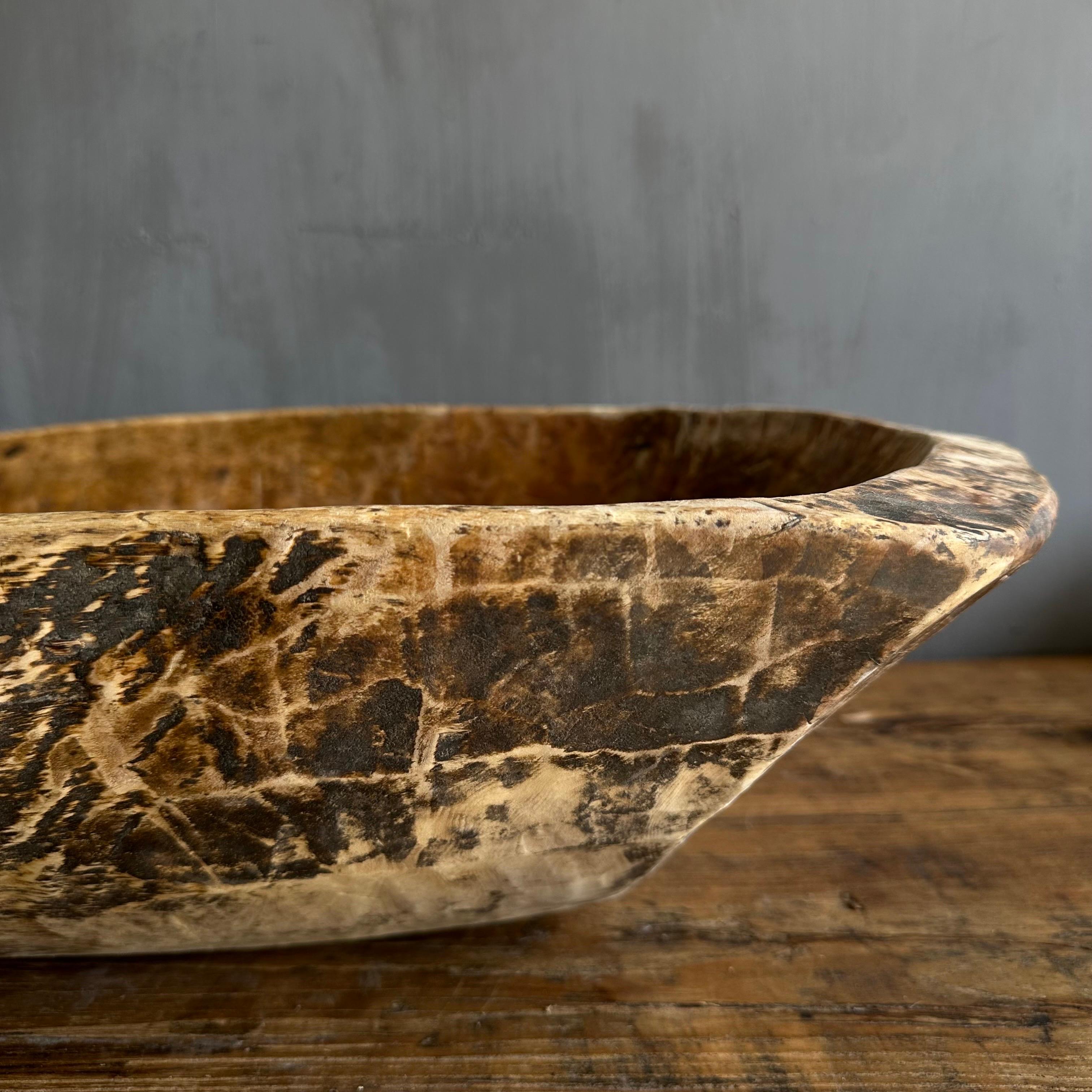 Vintage Wood Trough Decorative Bowl 1