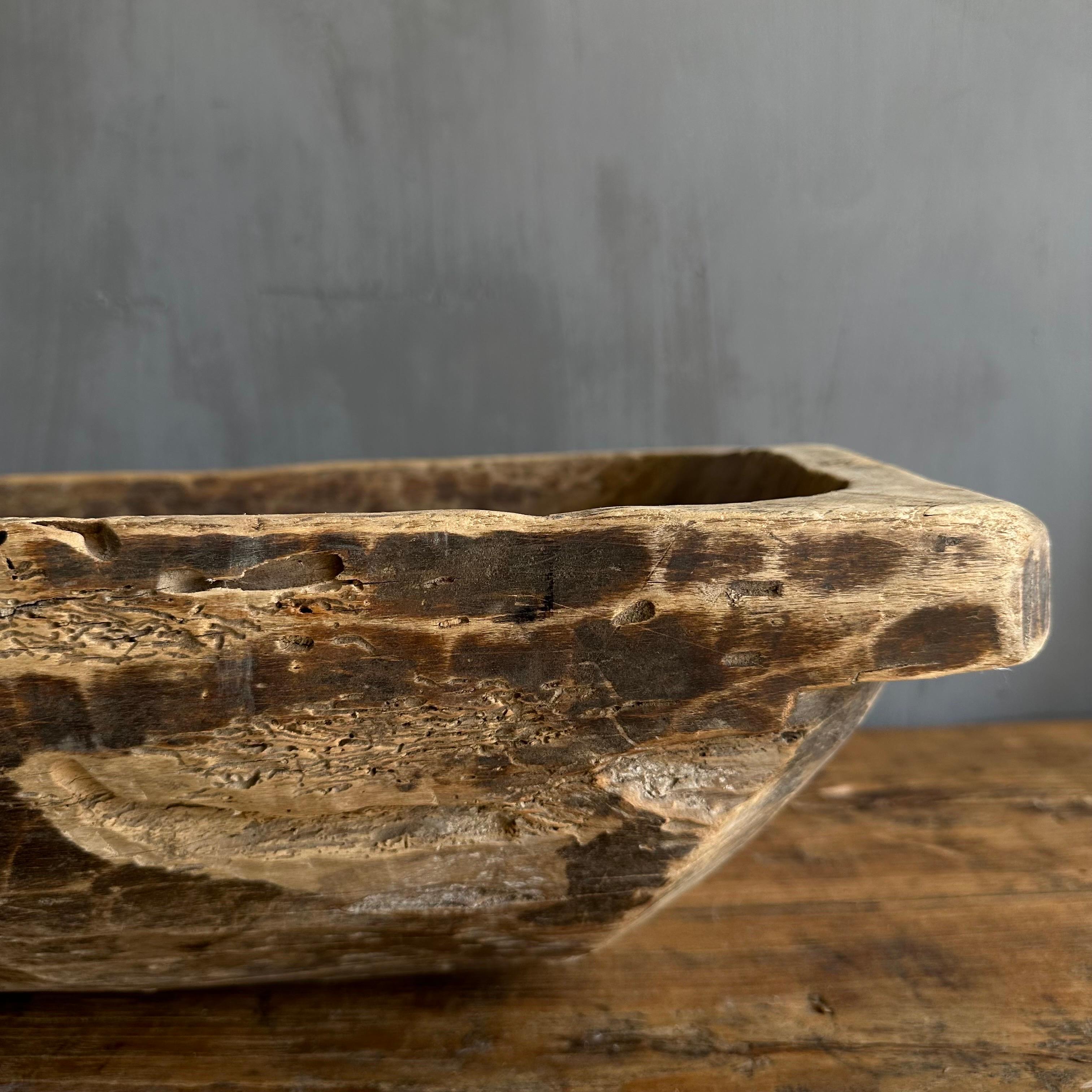 20th Century Vintage Wood Trough Decorative Bowl For Sale