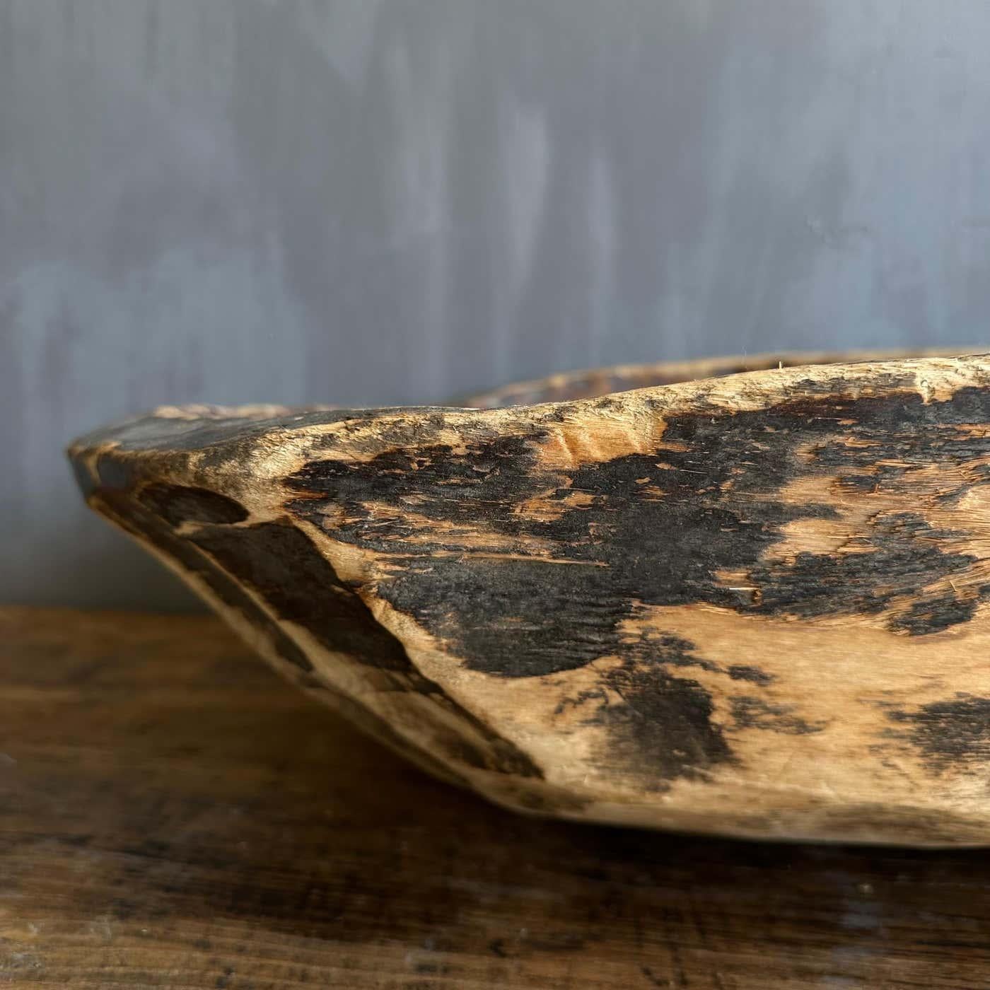 Vintage Wood Trough Decorative Bowl For Sale 1