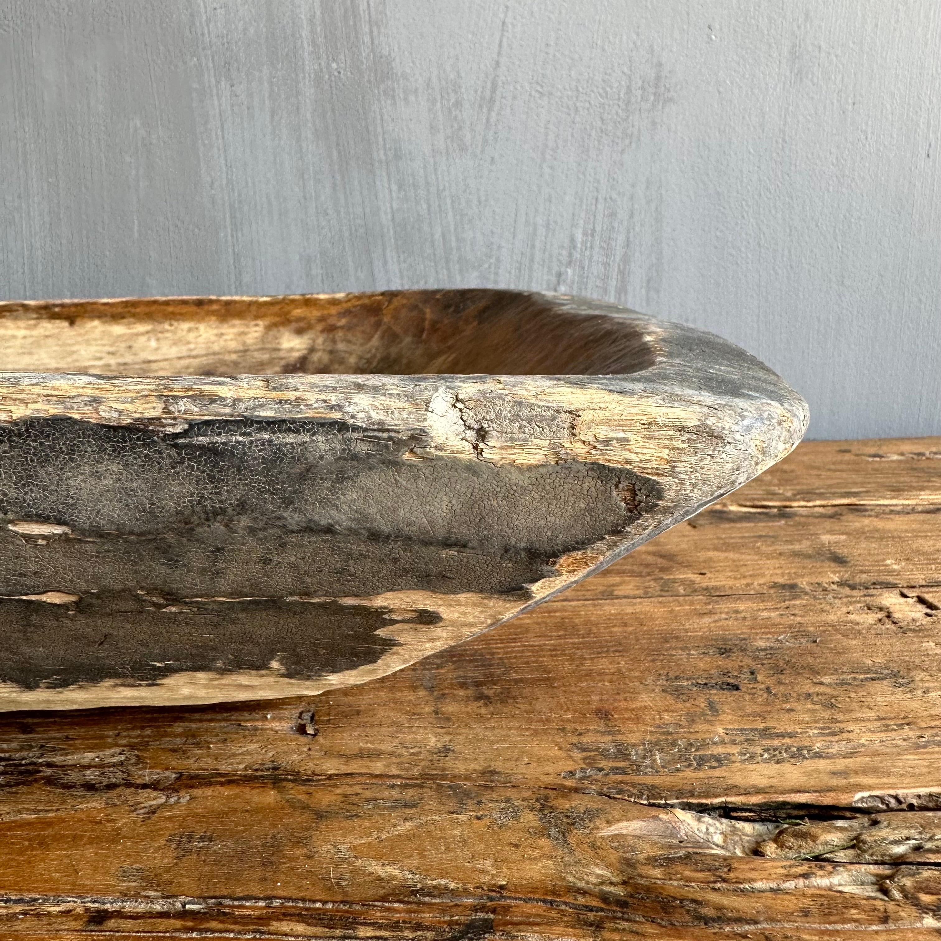 Vintage Wood Trough Decorative Bowl For Sale 2