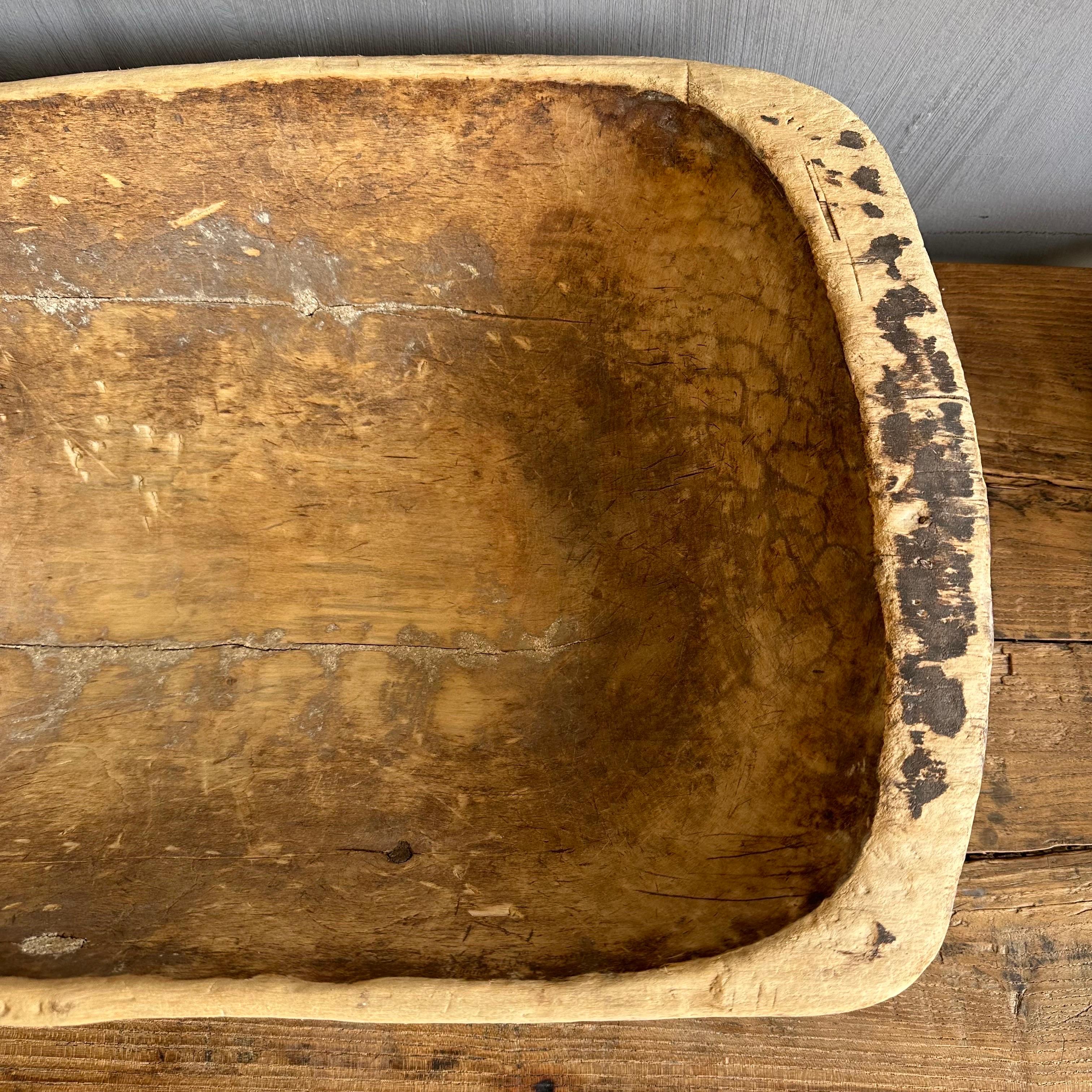 Vintage Wood Trough Decorative Bowl For Sale 2