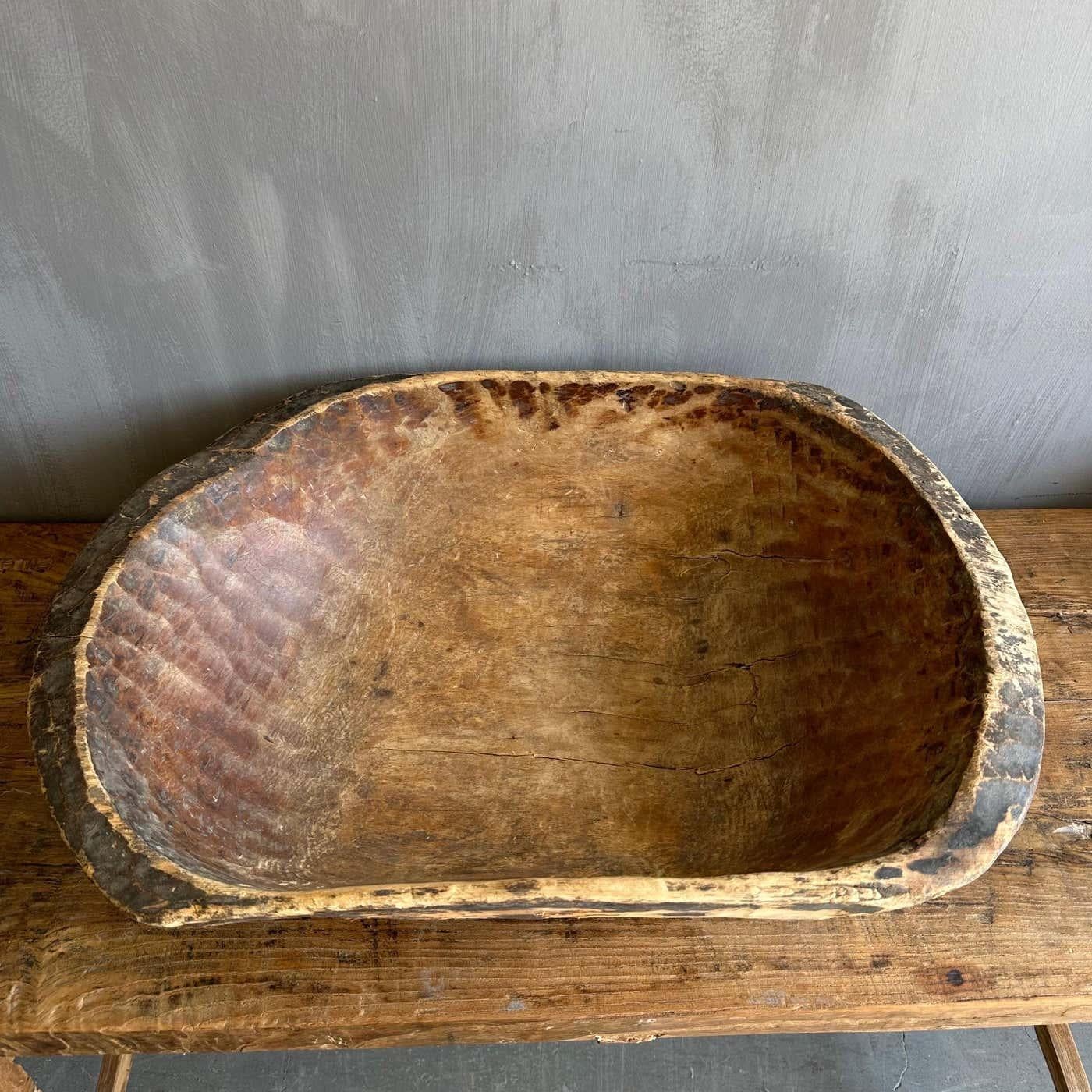 Vintage Wood Trough Decorative Bowl For Sale 2