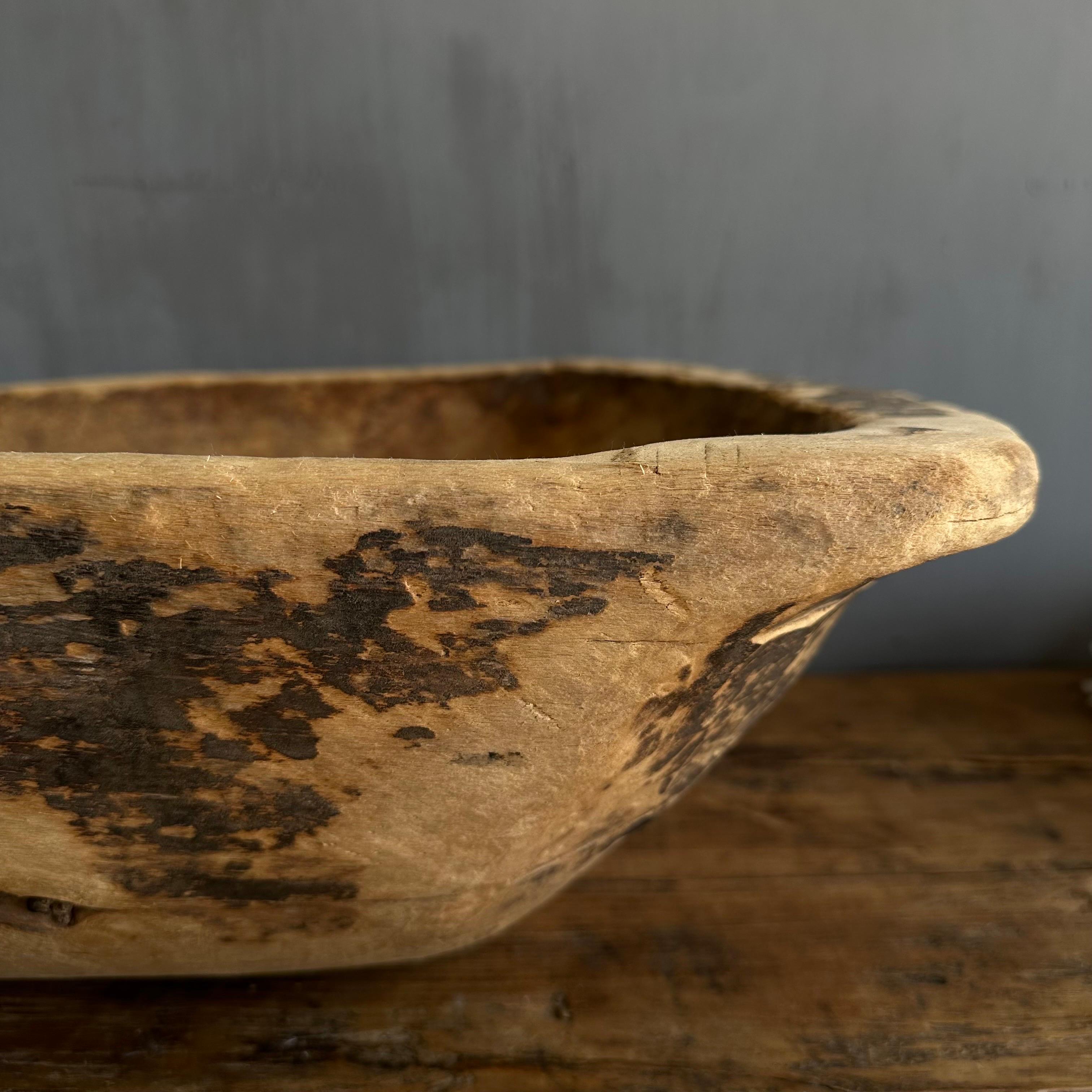 Vintage Wood Trough Decorative Bowl For Sale 3