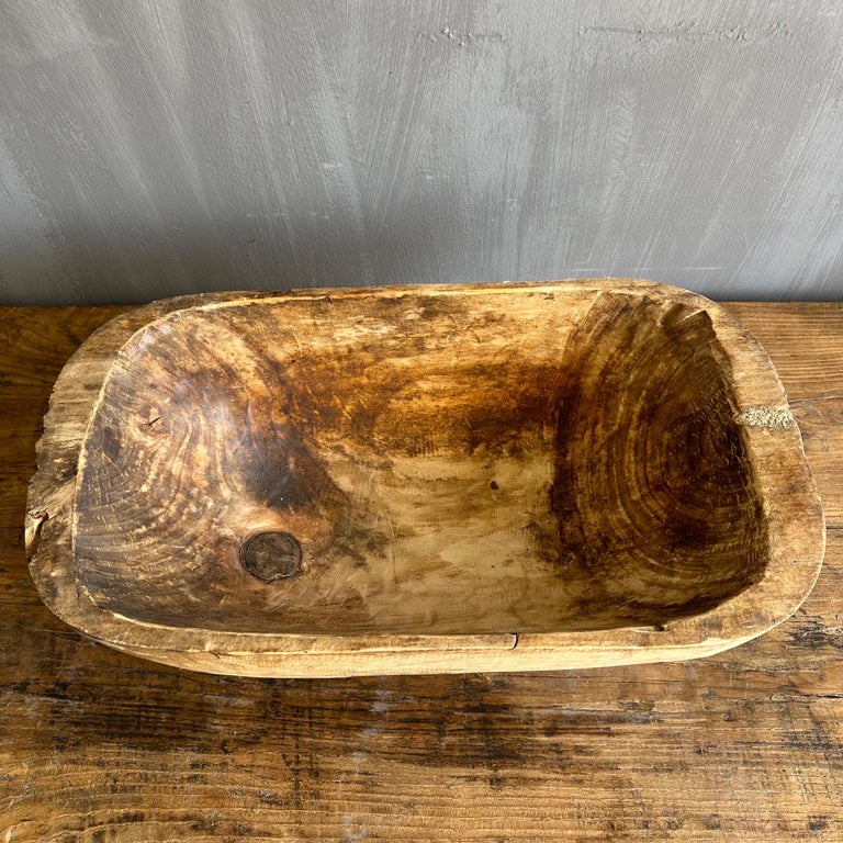 Vintage Wood Trough Decorative Bowl For Sale at 1stDibs