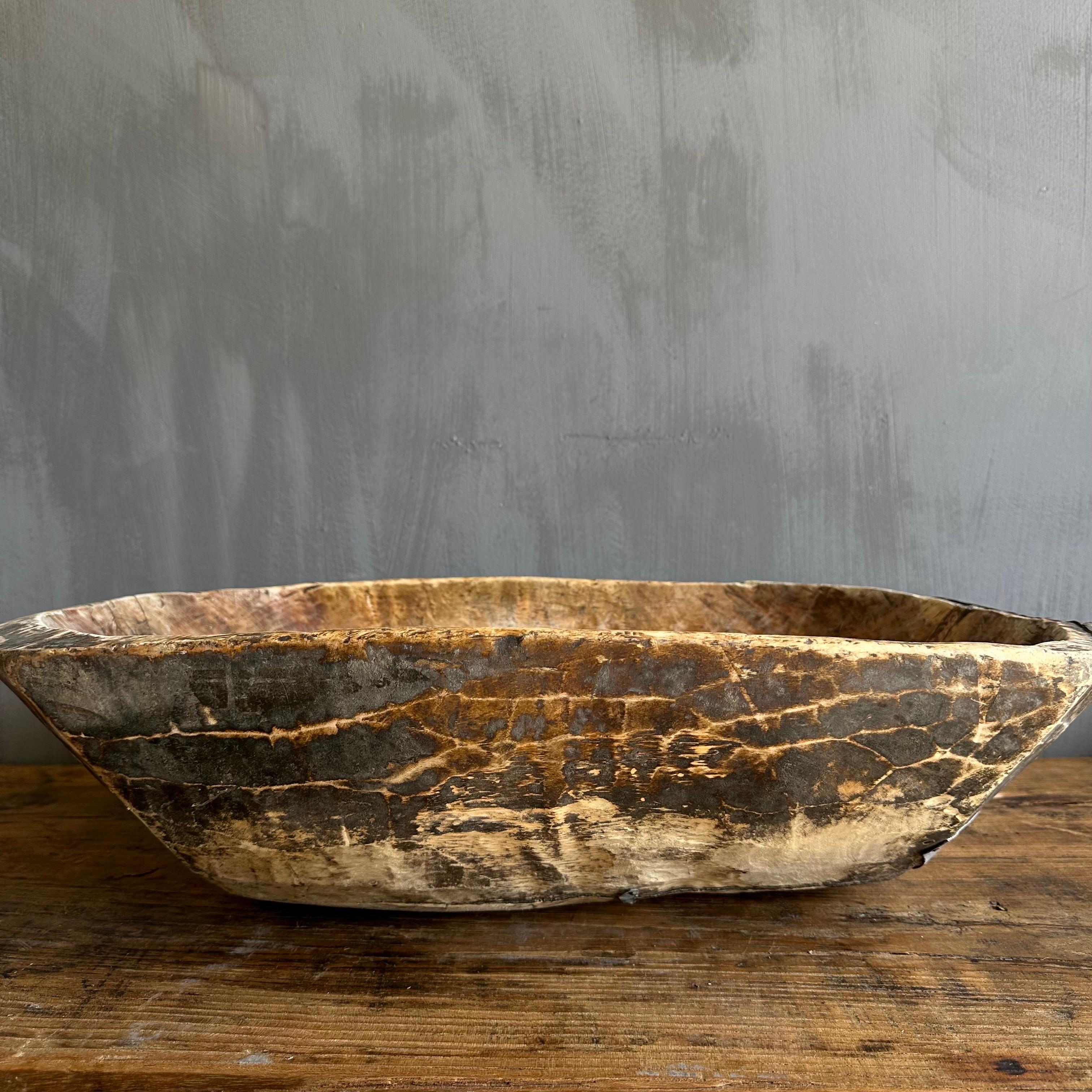 Vintage Wood Trough Decorative Bowl 3