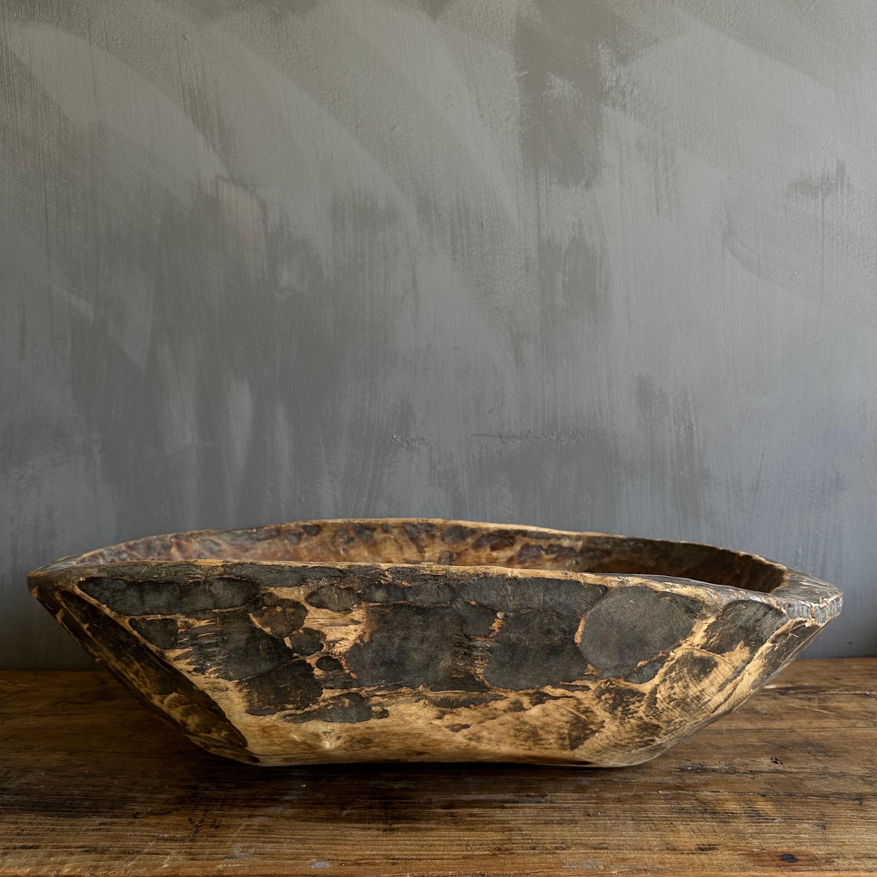 Vintage Wood Trough Decorative Bowl For Sale 4