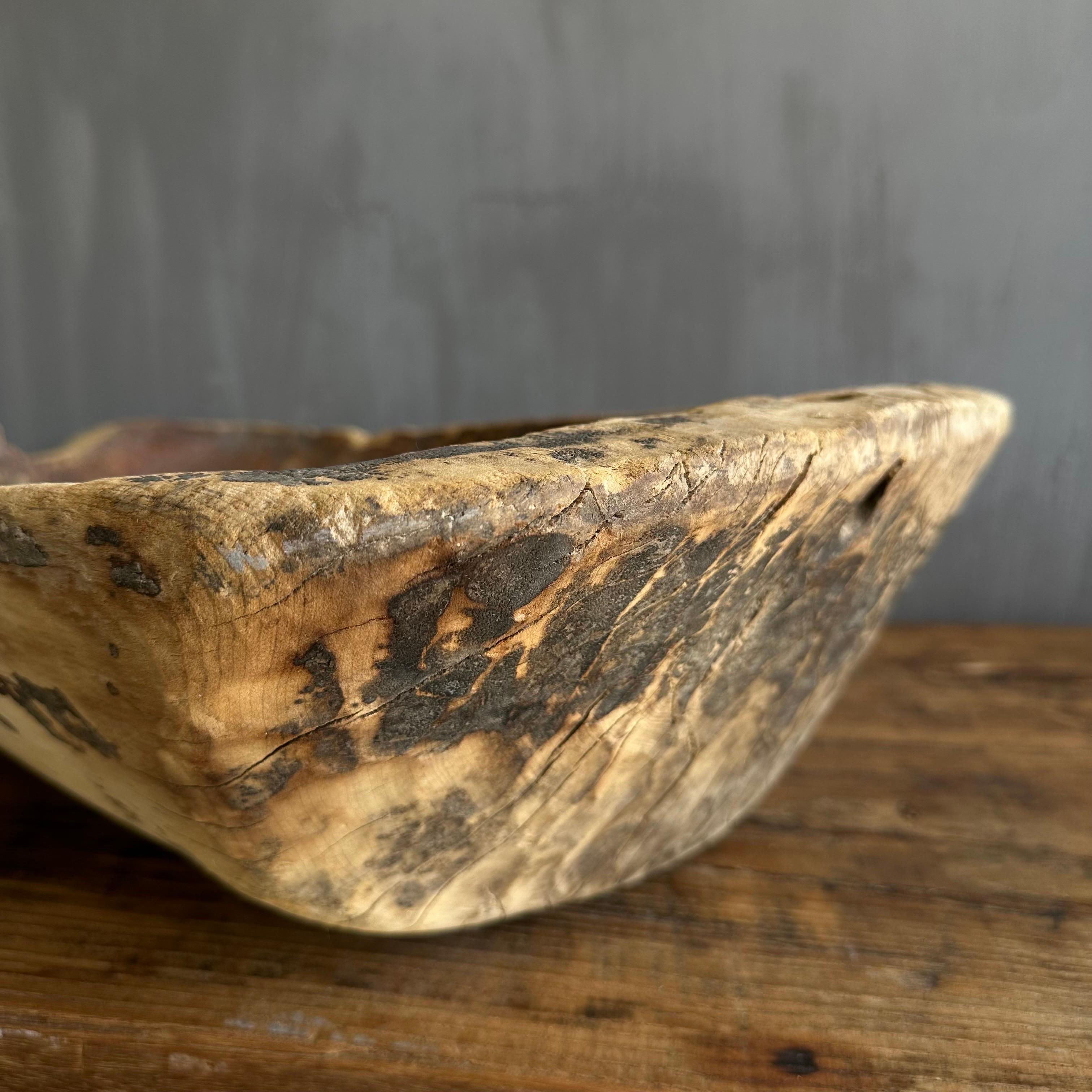 Vintage Wood Trough Decorative Bowl For Sale 1