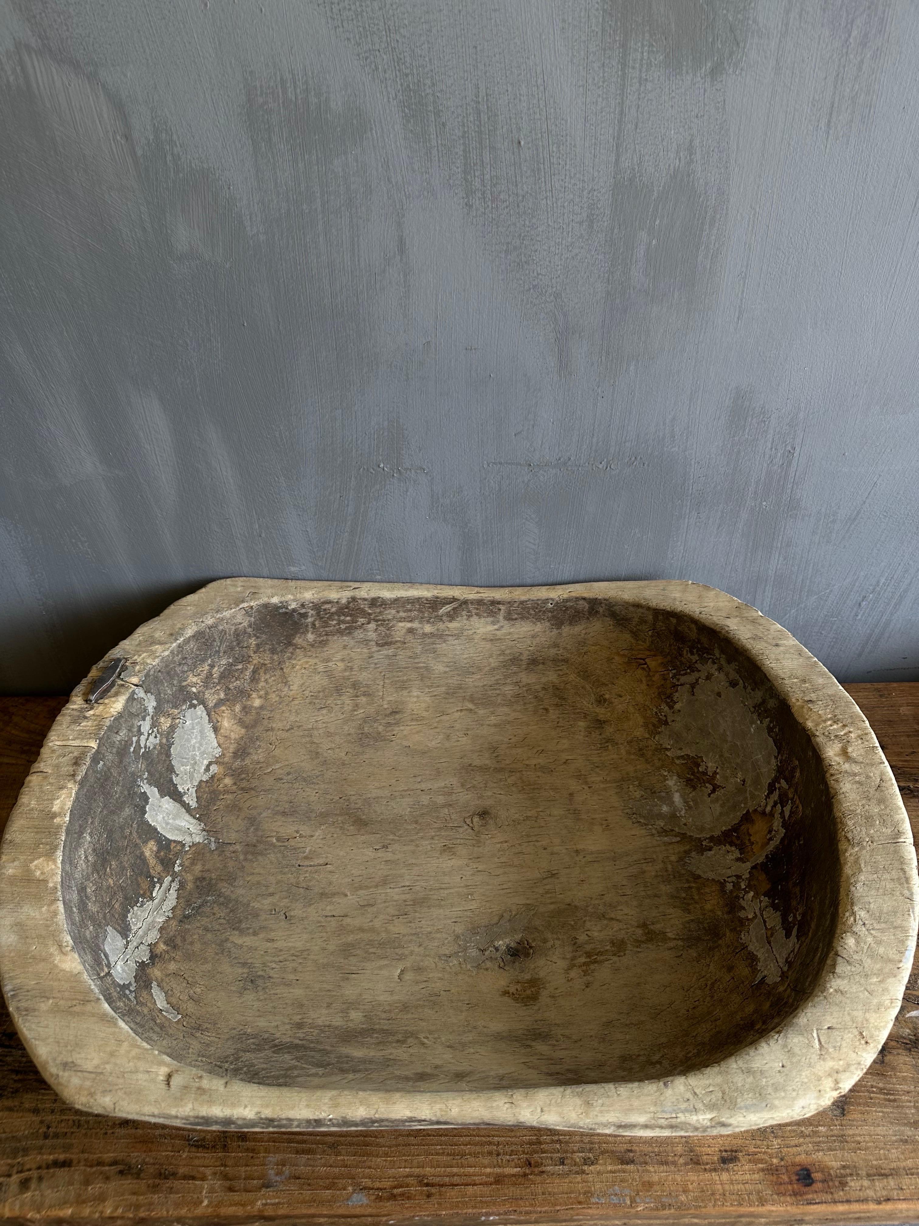 Vintage Wood Trough Decorative Bowl For Sale 4