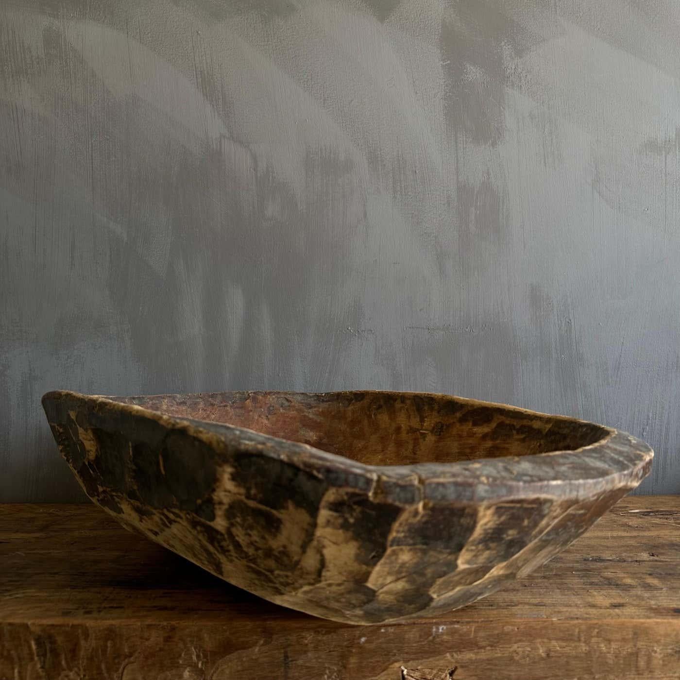 Vintage Wood Trough Decorative Bowl For Sale 4