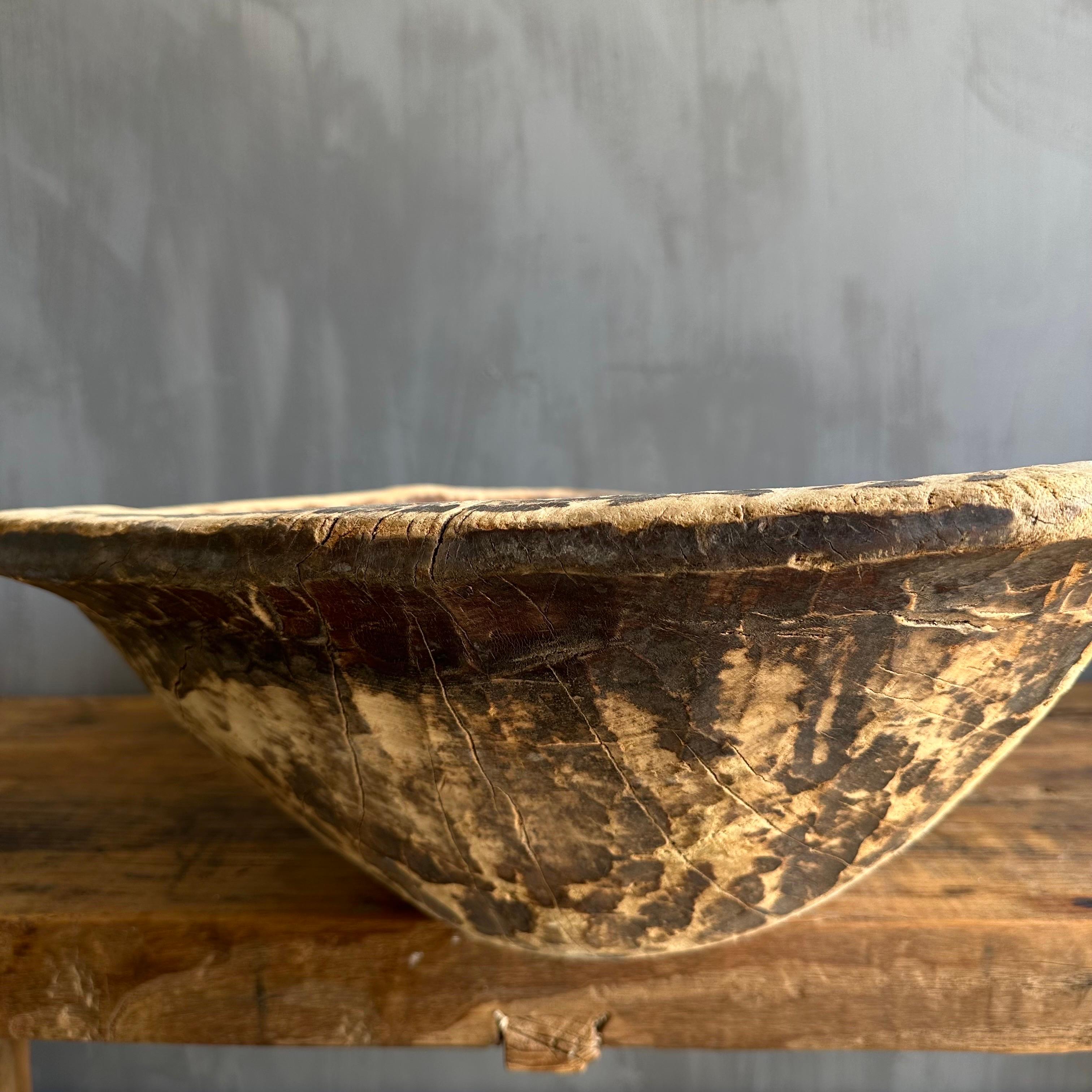 Vintage Wood Trough Decorative Bowl For Sale 5