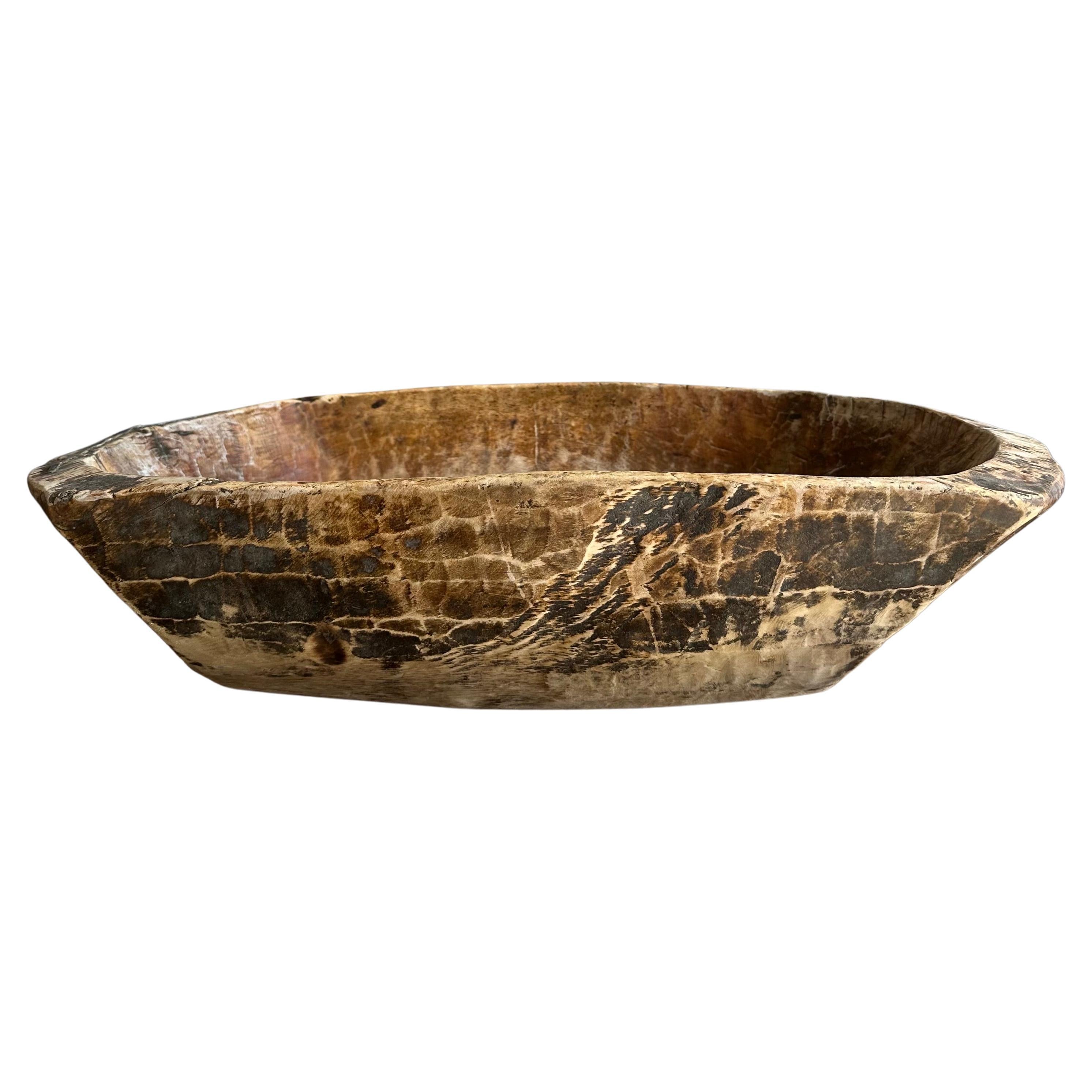 Vintage Wood Trough Decorative Bowl For Sale at 1stDibs
