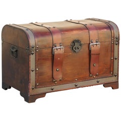 Vintage Wood Trunk with Leather Straps