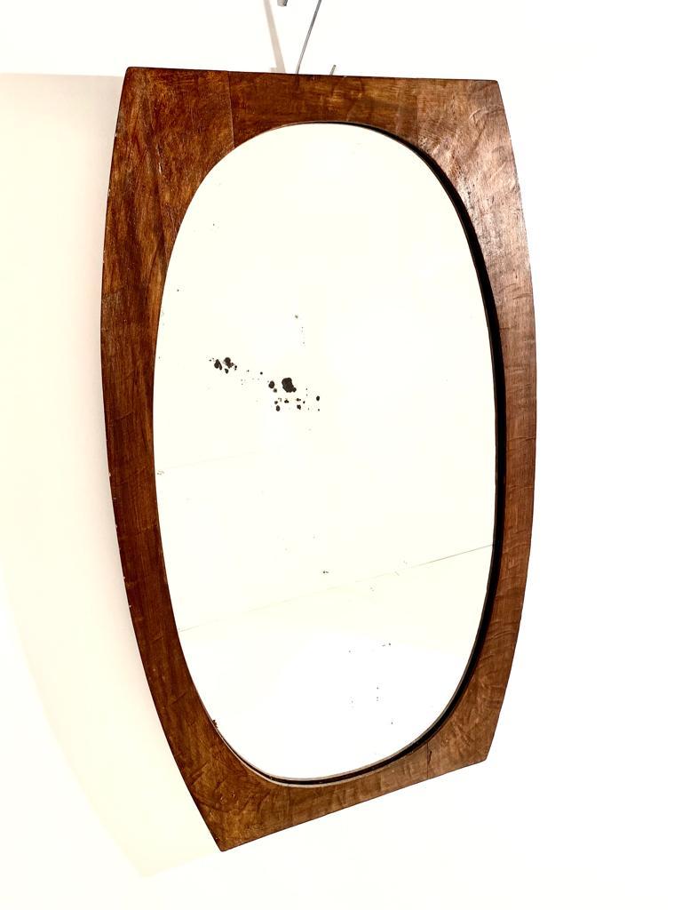 Vintage wood wall mirror, Gianfranco Frattini, Italy 1950s In Good Condition For Sale In Ceglie Messapica, IT