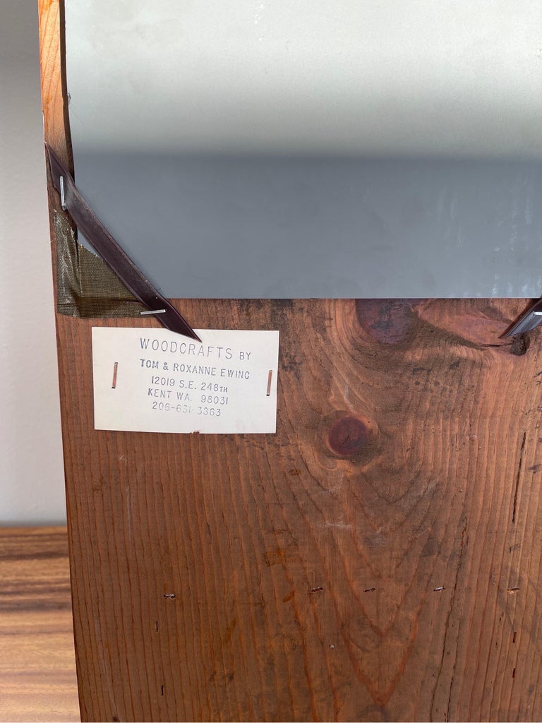 Vintage Wood Wall Mirror with Shelf For Sale at 1stDibs