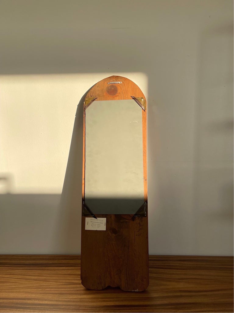 Vintage Wood Wall Mirror with Shelf For Sale at 1stDibs