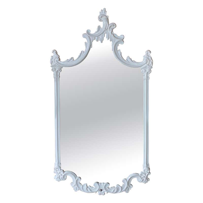 Vintage Ruffle Scalloped White Lacquered Wall Mirror at 1stDibs | white ...
