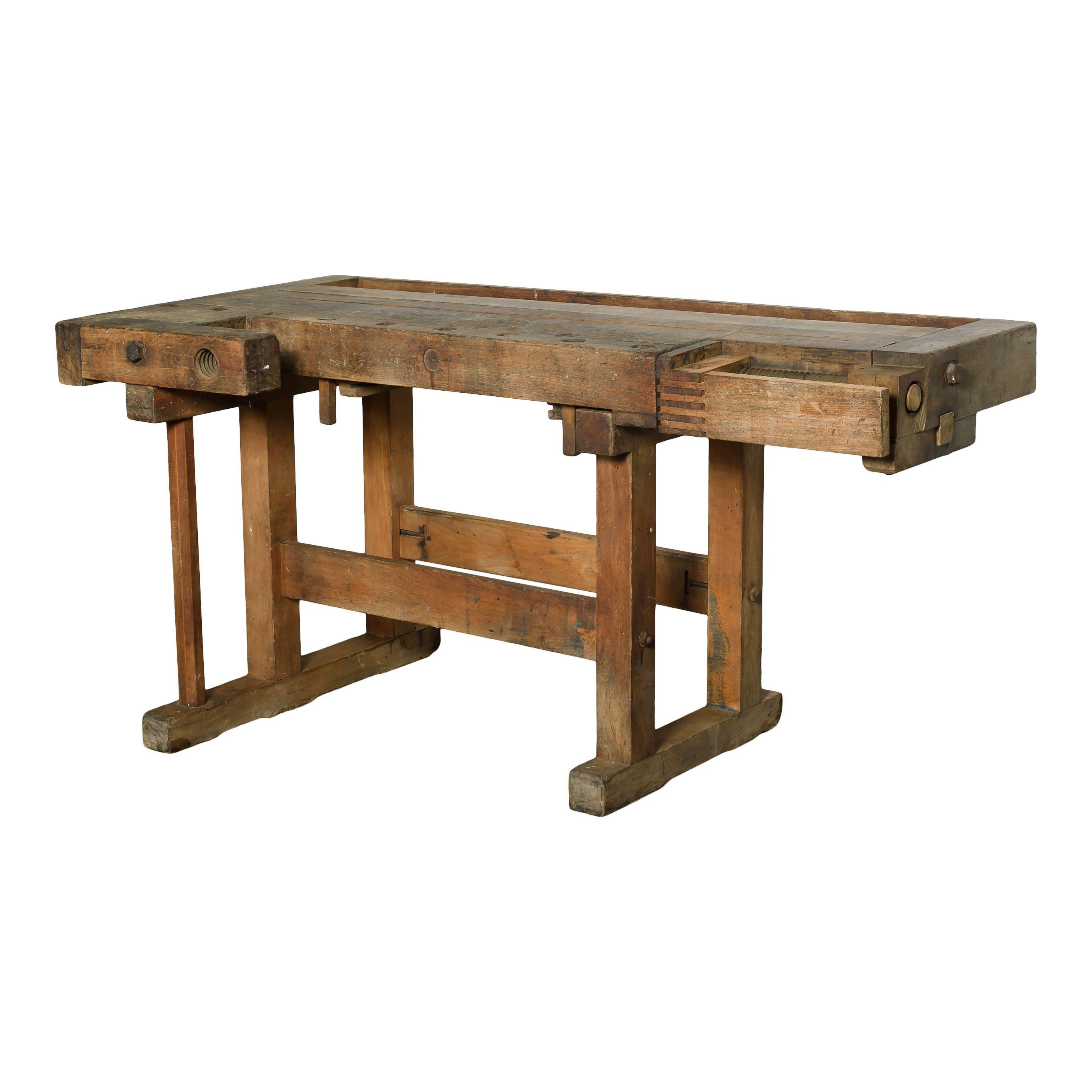 European Vintage Wood Workbench from Europe For Sale