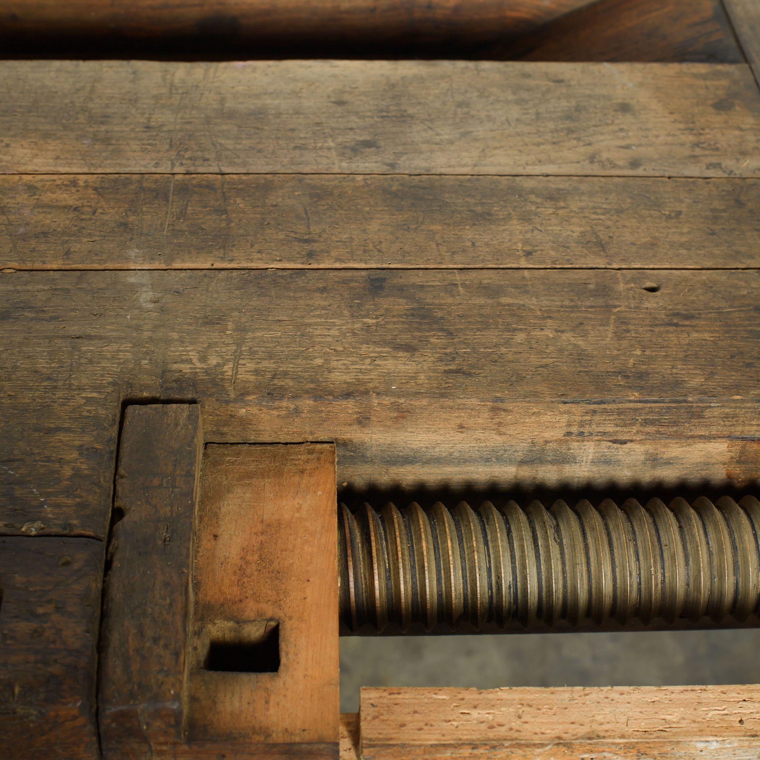 Vintage Wood Workbench from Europe In Good Condition For Sale In Fullerton, CA