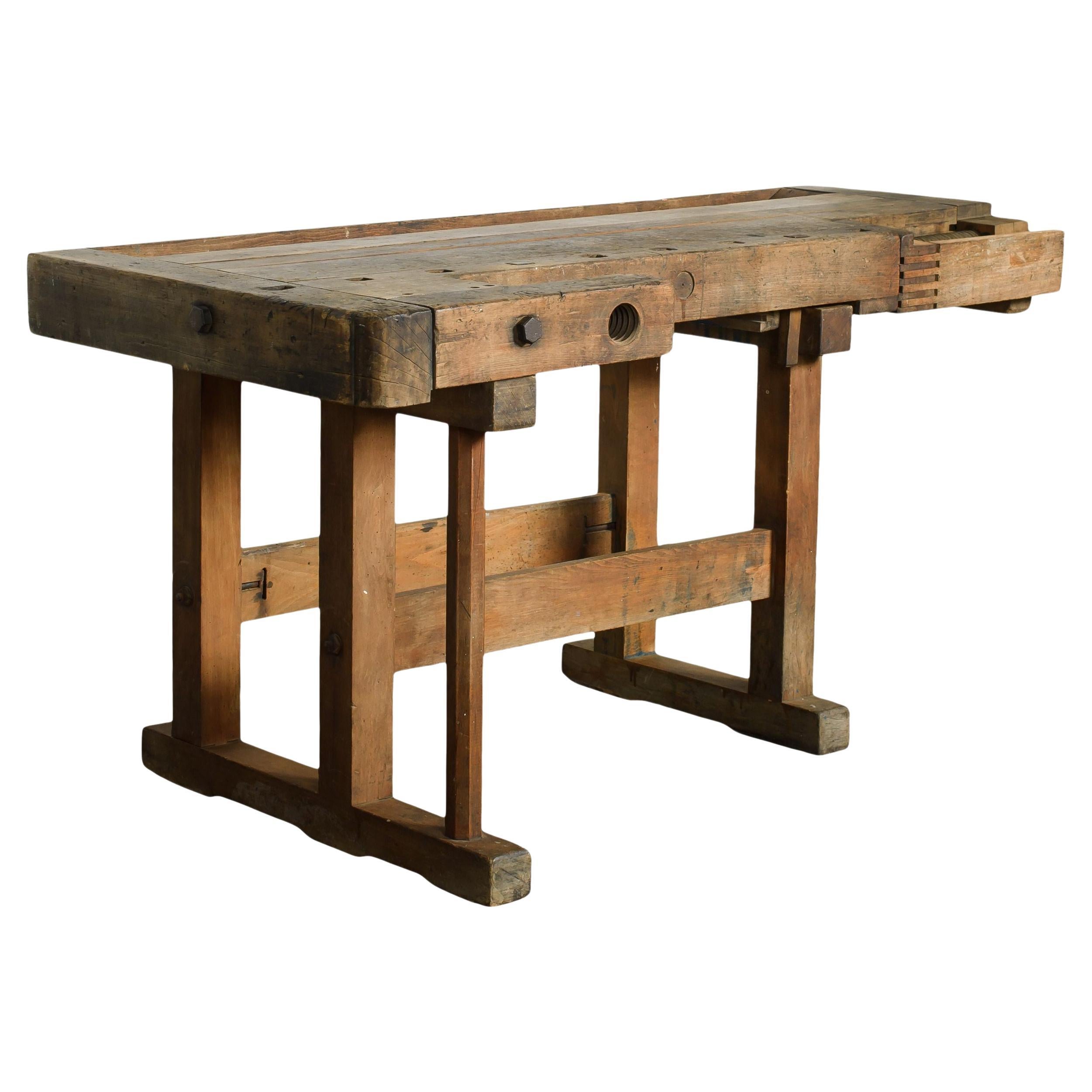 Vintage Wood Workbench from Europe