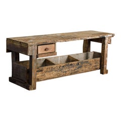 Vintage Wood Workbench from France