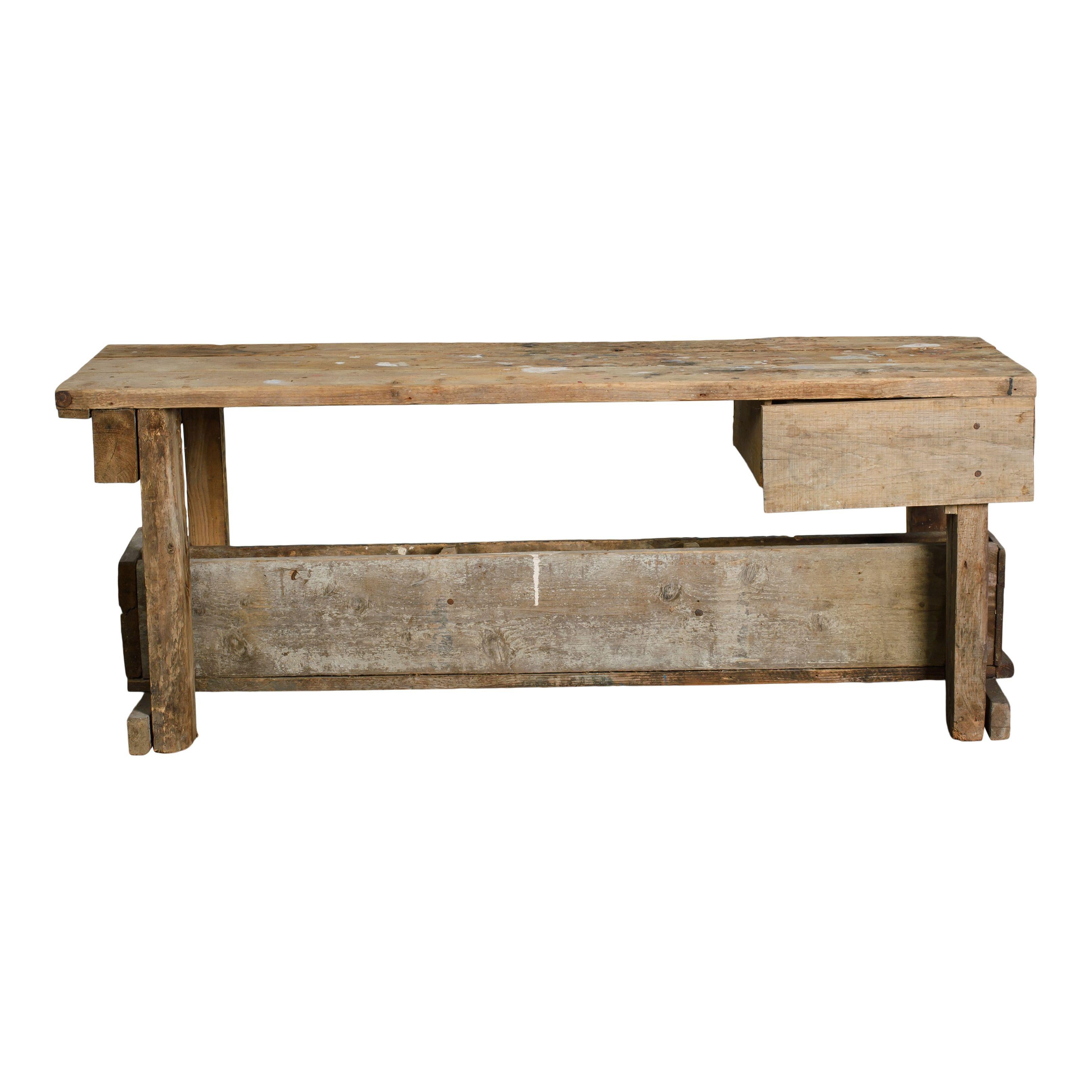 Vintage Wood Workbench from France For Sale 1
