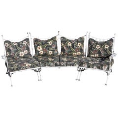 Vintage Woodard Andalusian Wrought Iron 3-Piece Curved Sunroom Garden Patio Sofa