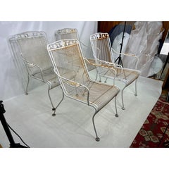 Vintage Woodard Cast Iron Mesh Outdoor Chairs, Set of 4