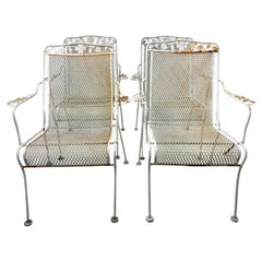 Vintage Woodard Cast Iron Mesh Outdoor Chairs, Set of 4