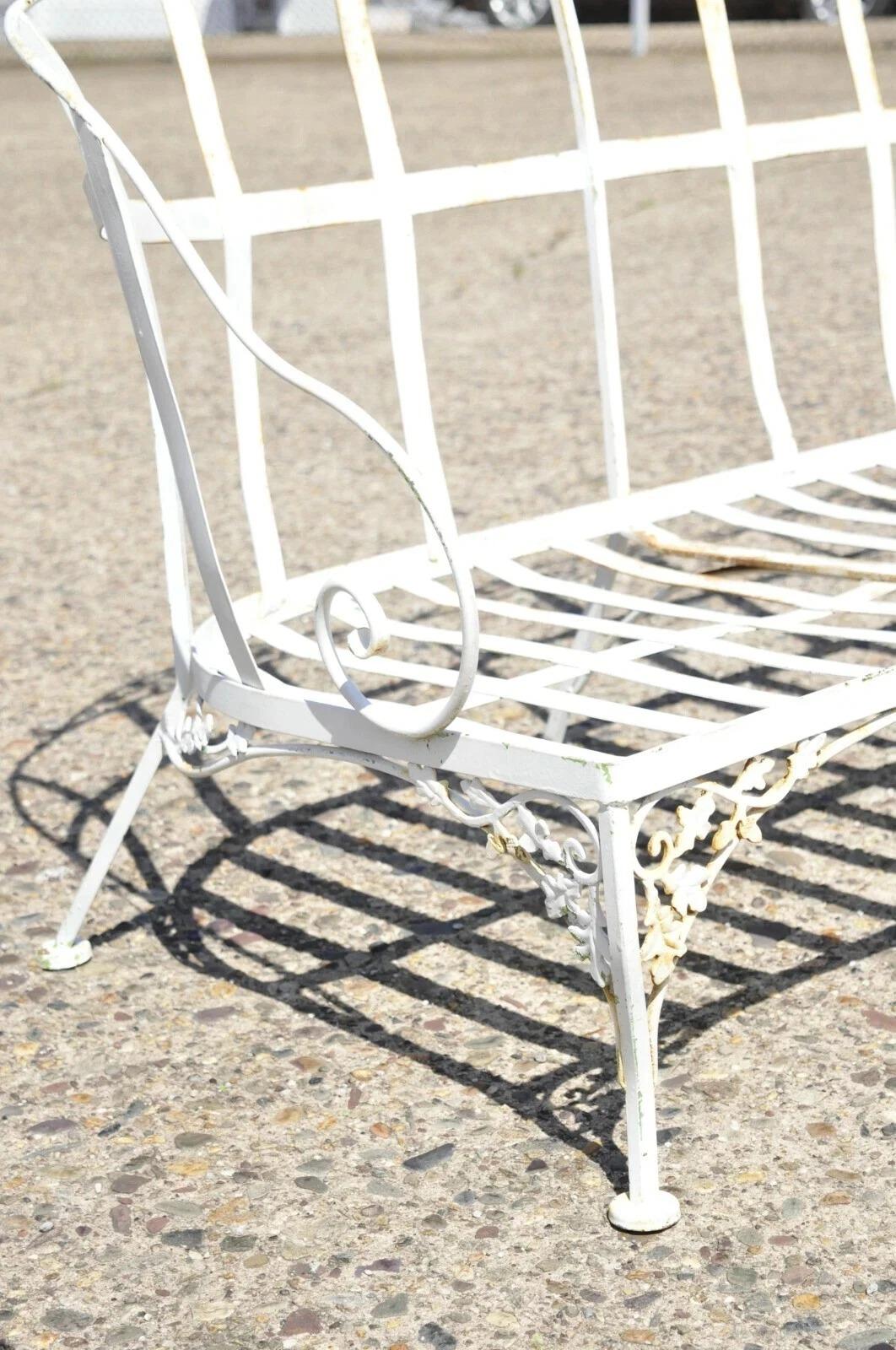 Vintage Woodard Chantilly Rose Hierro Forjado 3 Asiento Jardín Patio Solárium Sofá siglo XX en venta