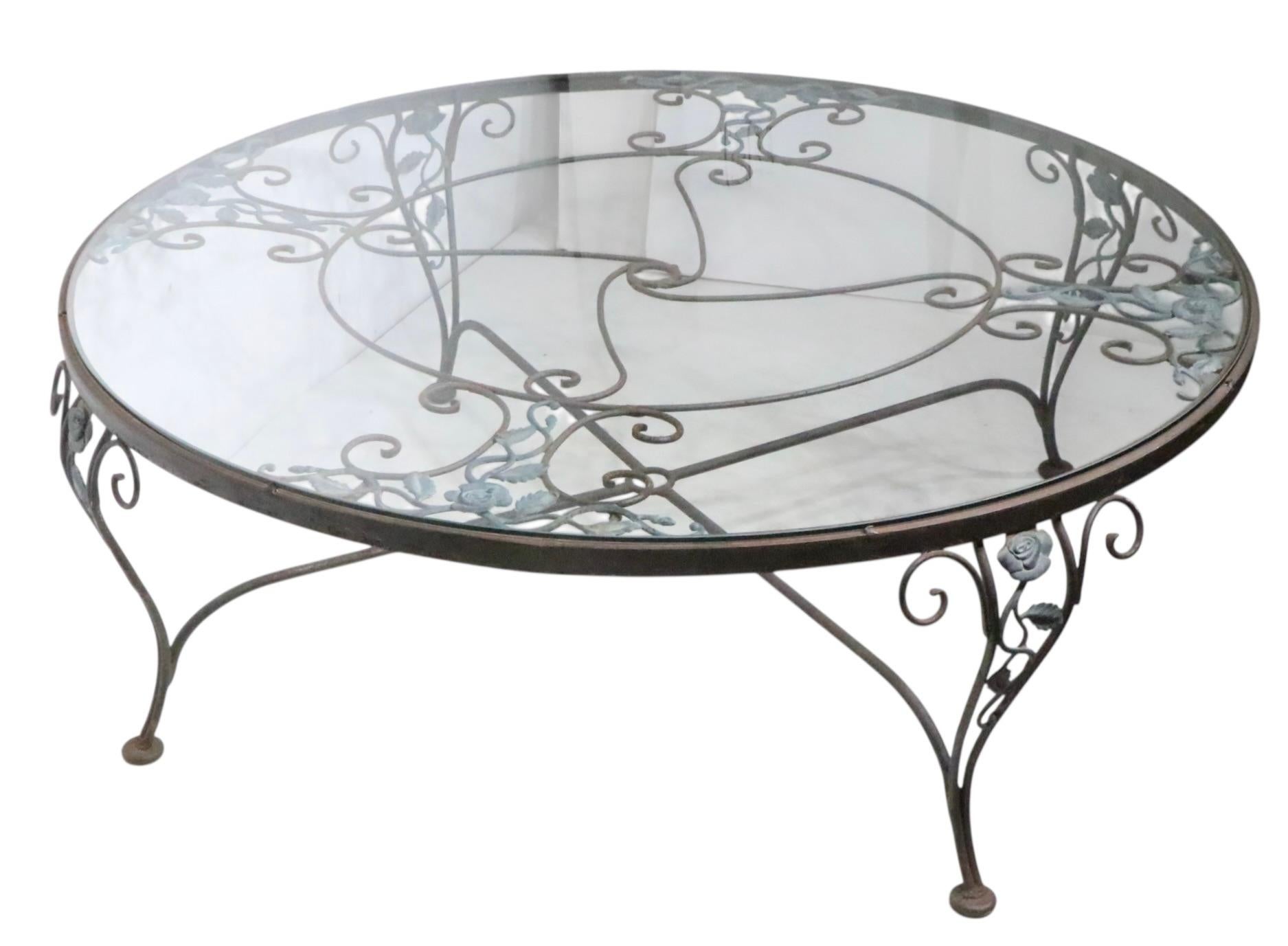 Tavolino vintage in ferro battuto Woodard Chantilly Rose in vendita 8