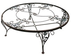 Vintage Woodard Chantilly Rose Wrought Iron Coffee Table