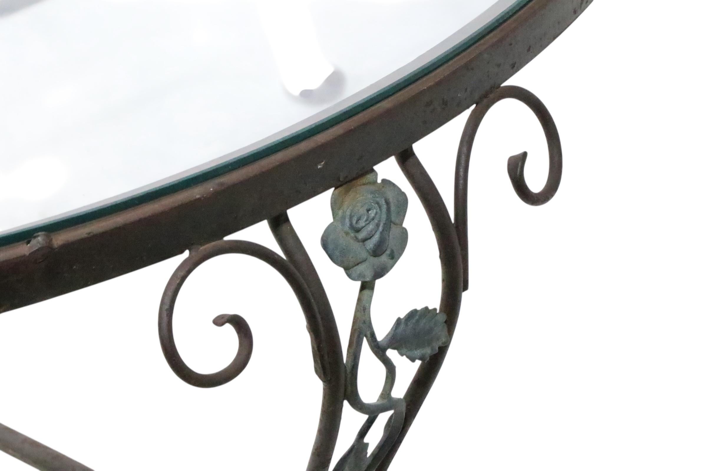 Tavolino vintage in ferro battuto Woodard Chantilly Rose in vendita 2
