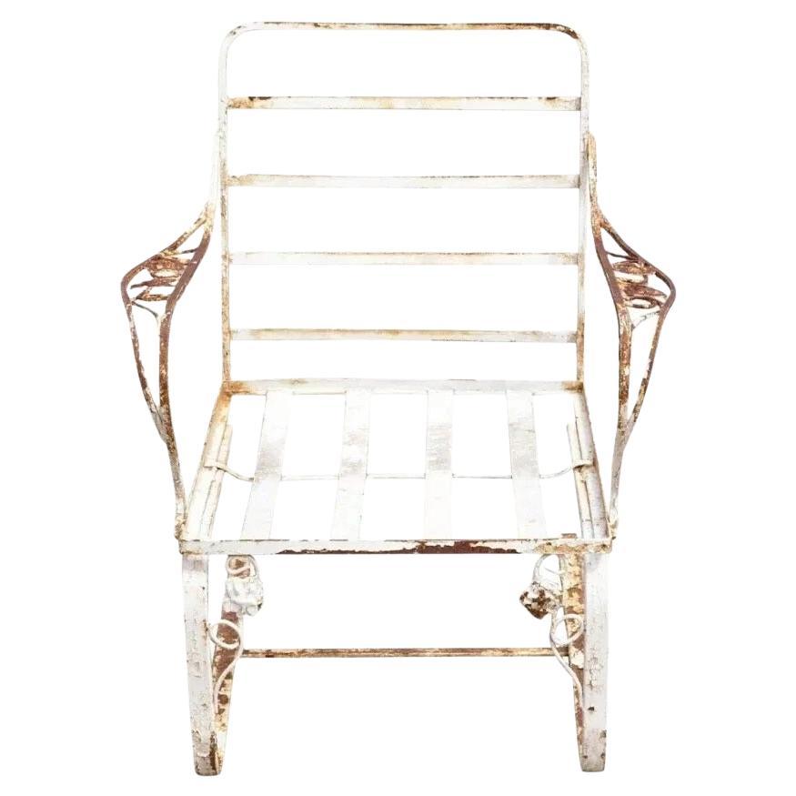 Vintage Woodard Chantilly Rose Wrought Iron Garden Patio Bouncer Lounge Chair