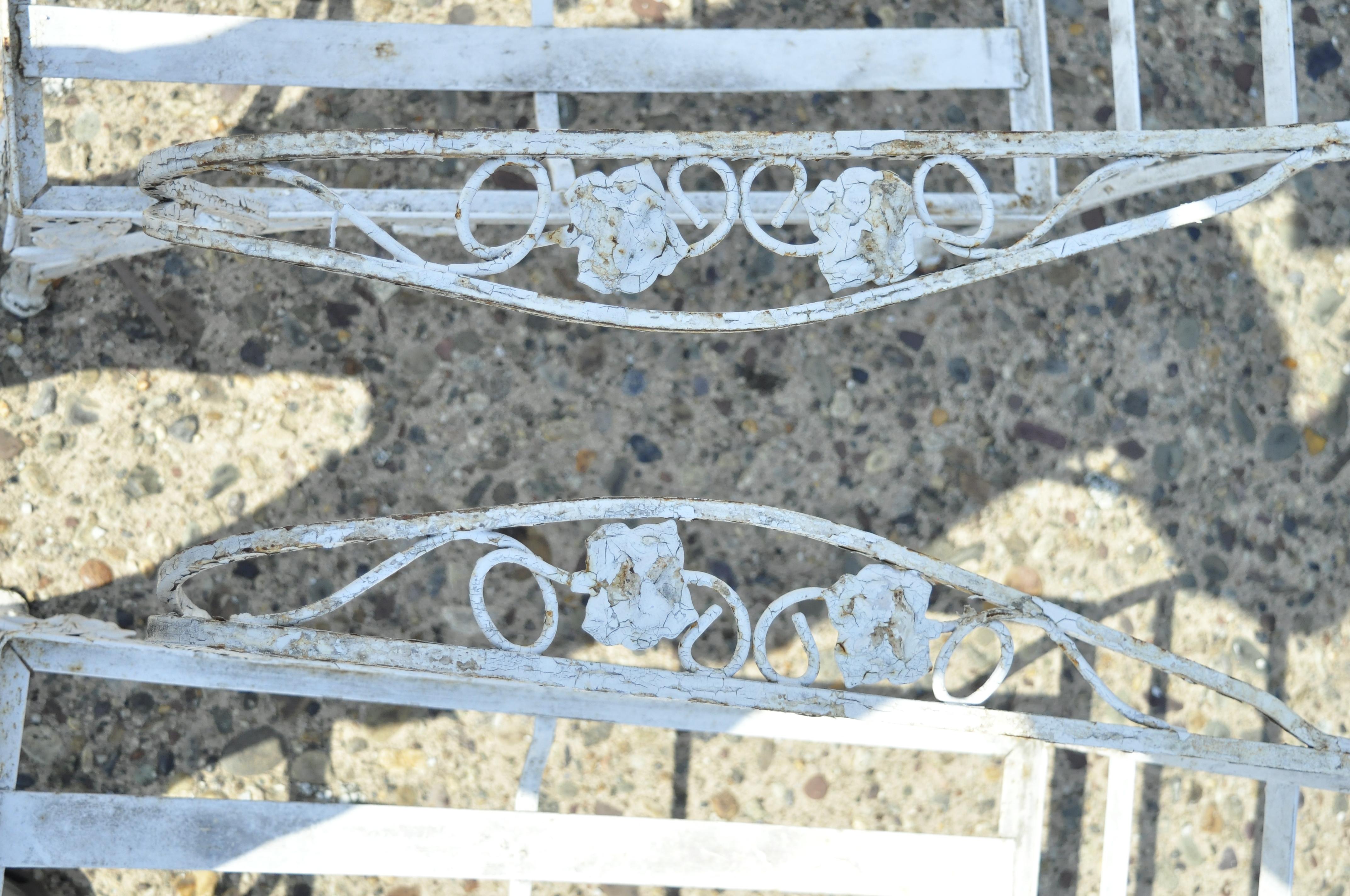 Vintage Woodard Chantilly Rose Wrought Iron Garden Patio Lounge Chair - a Pair In Distressed Condition In Philadelphia, PA