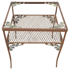 Vintage Woodard Orleans Pattern Wrought Iron 2 Tier Garden Patio Side Table