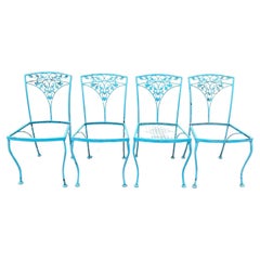 Retro Woodard Orleans Pattern Wrought Iron Garden Patio Dining Chairs Set of 4