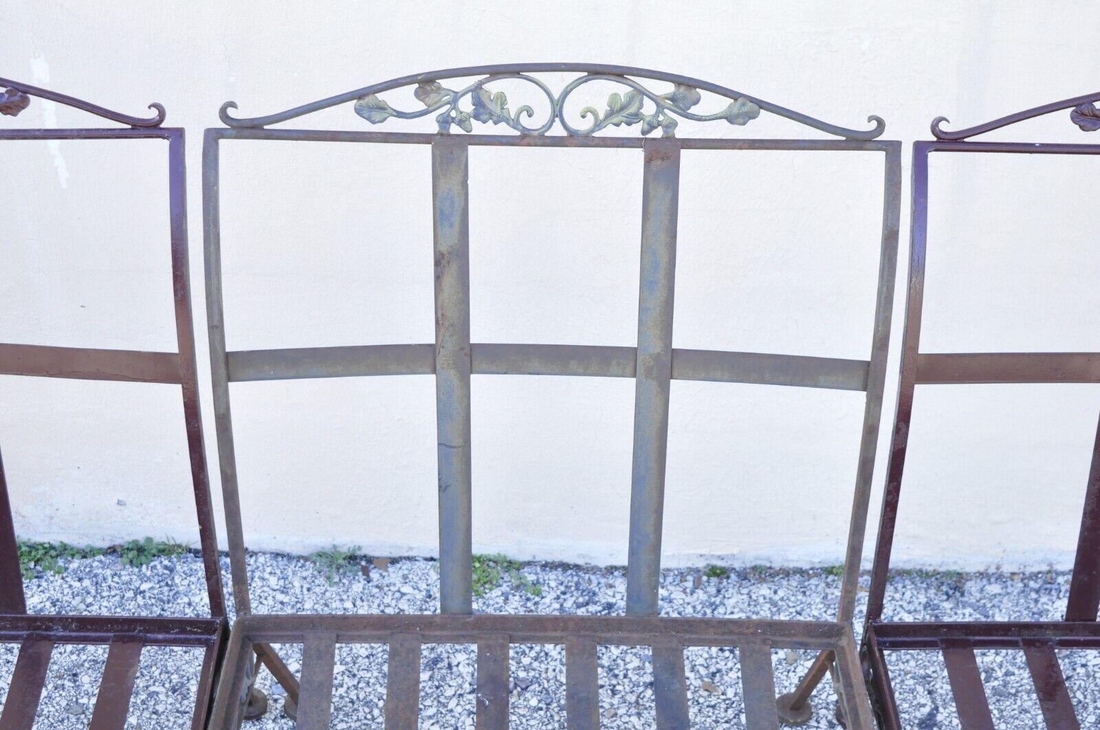 Vintage Woodard Orleans Pattern Wrought Iron Garden Patio Sofa Table Set 5 Pcs 6