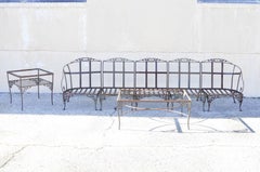 Vintage Woodard Orleans Pattern Wrought Iron Garden Patio Sofa Table Set 5 Pcs