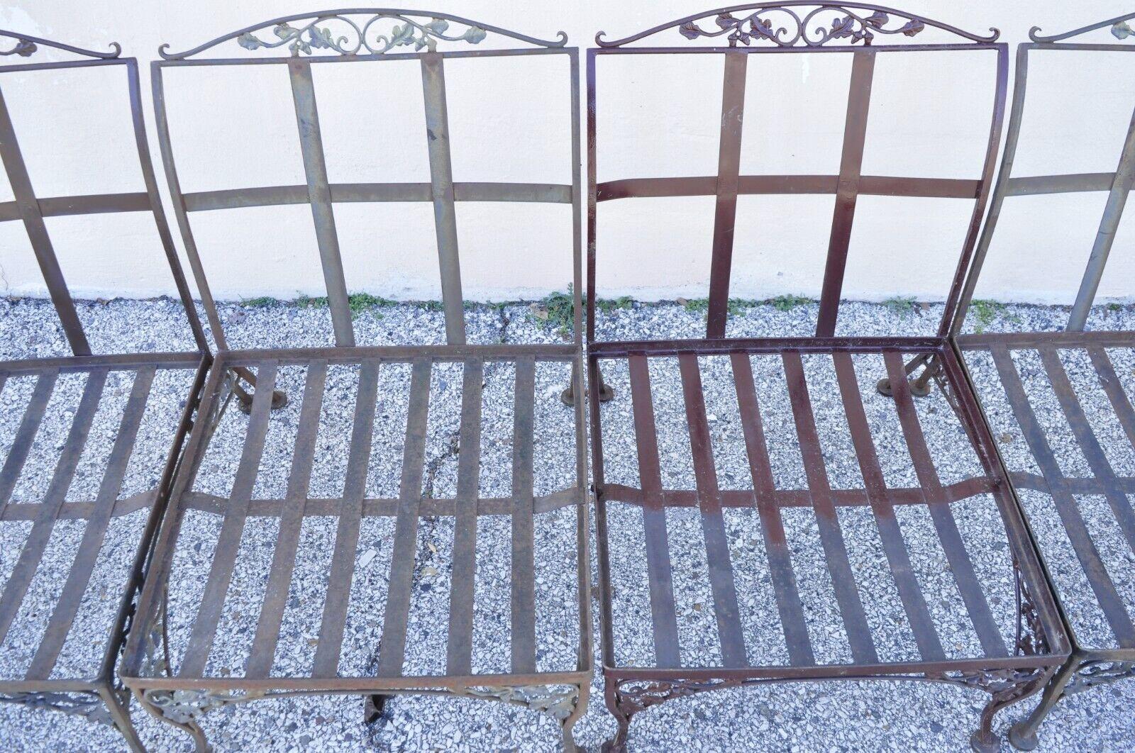 Vintage Woodard Orleans Pattern Wrought Iron Garden Patio Sofa Table Set 5 Pcs 2
