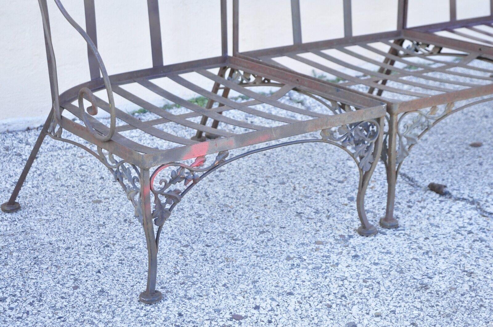 Vintage Woodard Orleans Pattern Wrought Iron Garden Patio Sofa Table Set 5 Pcs 3