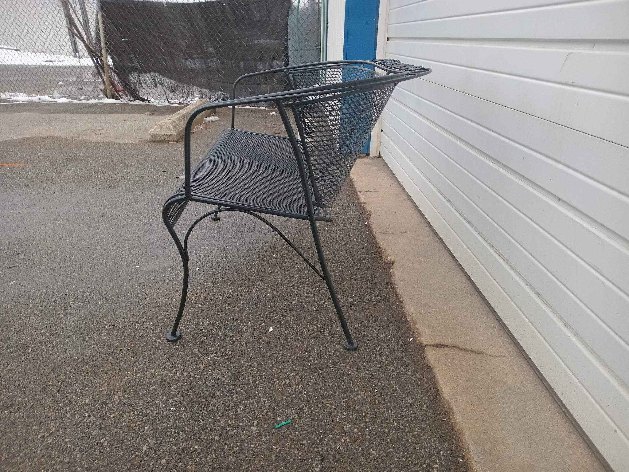 Mid-Century Modern Vintage Woodard Outdoor Iron Loveseat/Bench