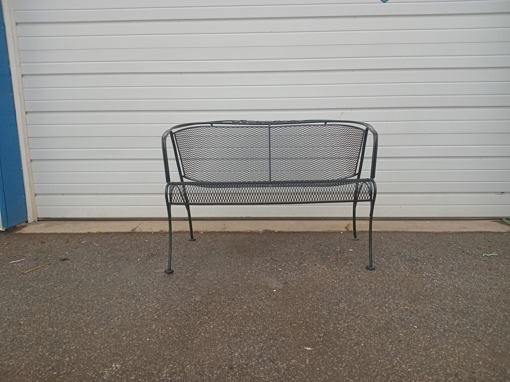 20th Century Vintage Woodard Outdoor Iron Loveseat/Bench