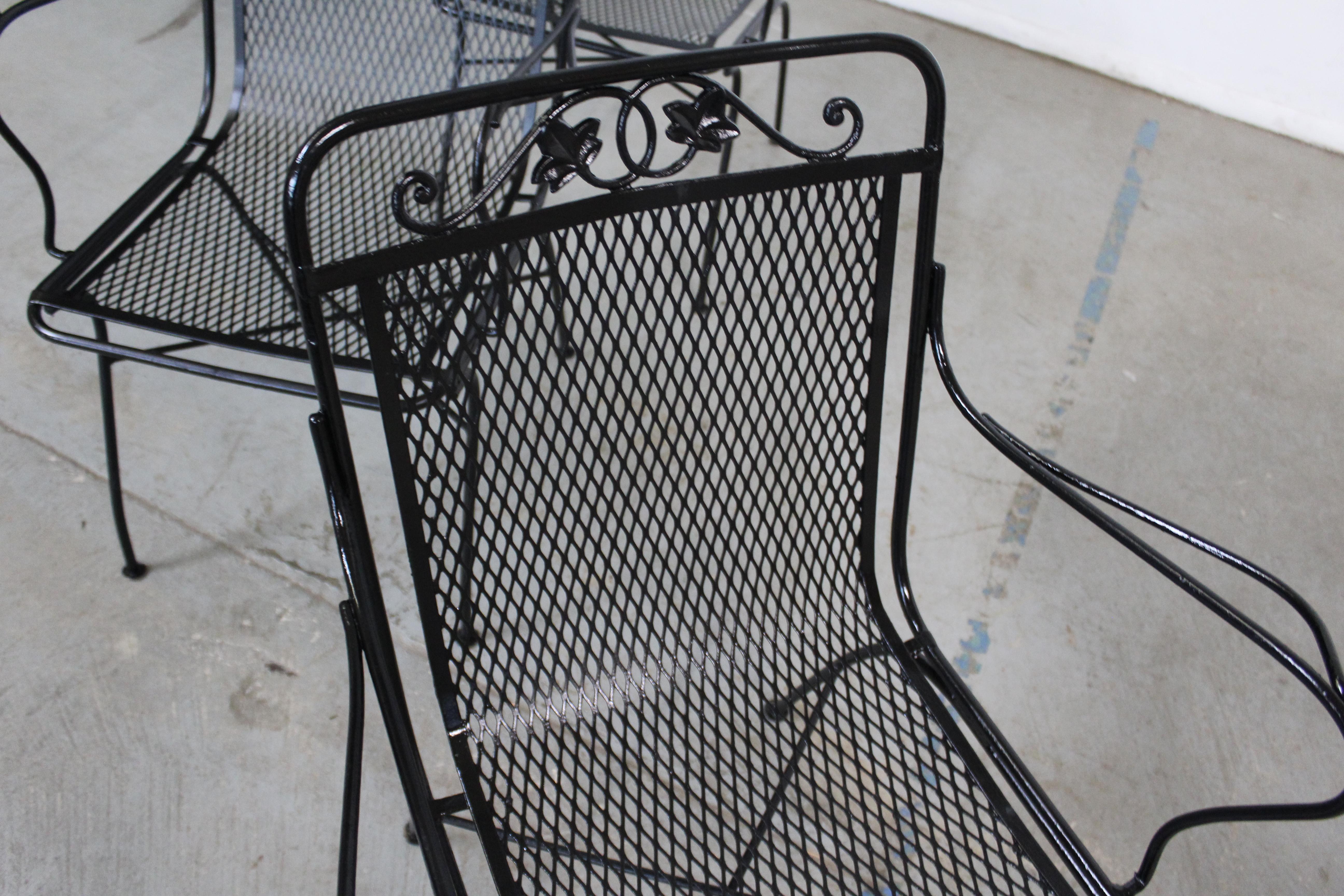 Vintage Woodard Outdoor Iron Table and 4 Chairs  For Sale 9